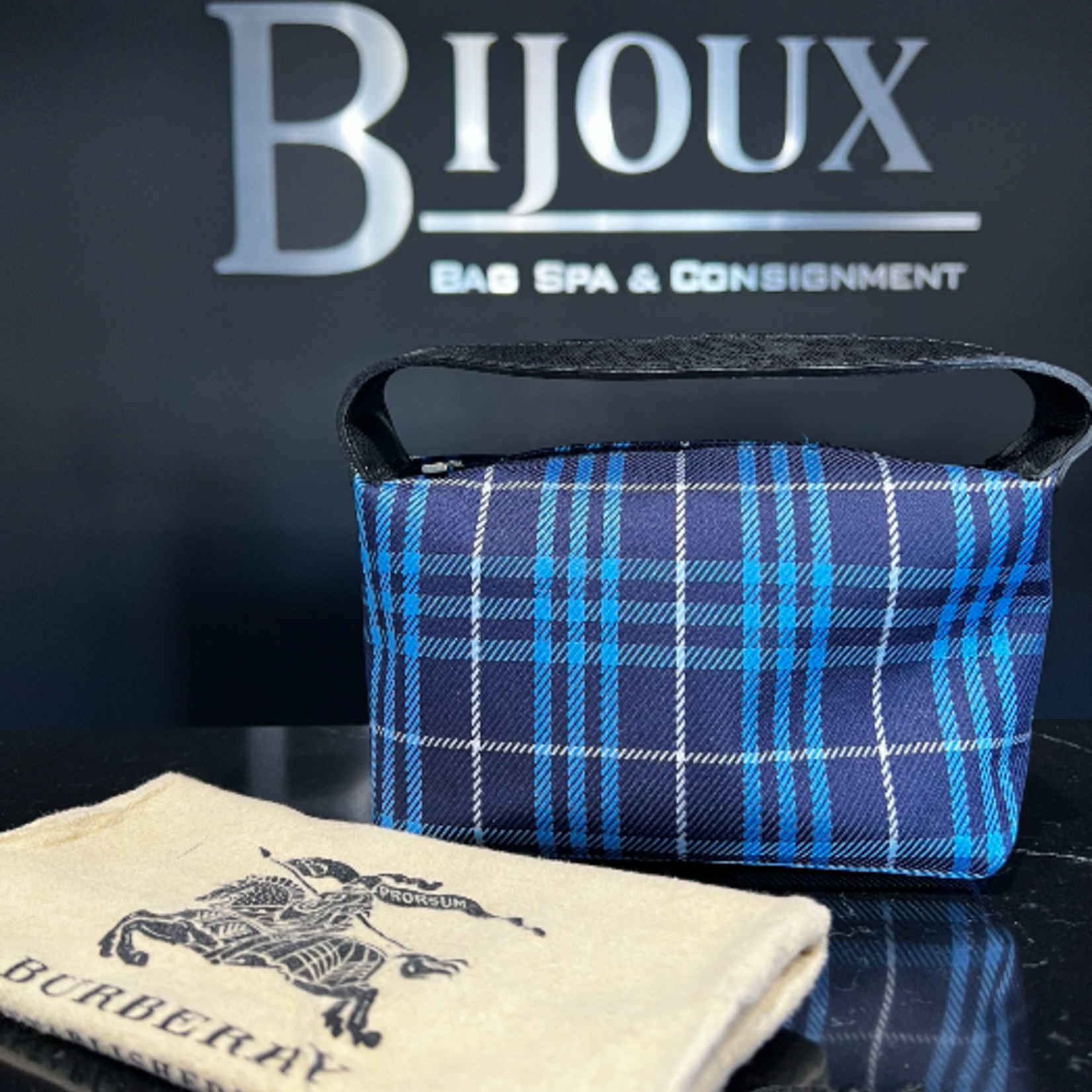 Burberry SOLD - Burberry Small Clutch Blue Plaid