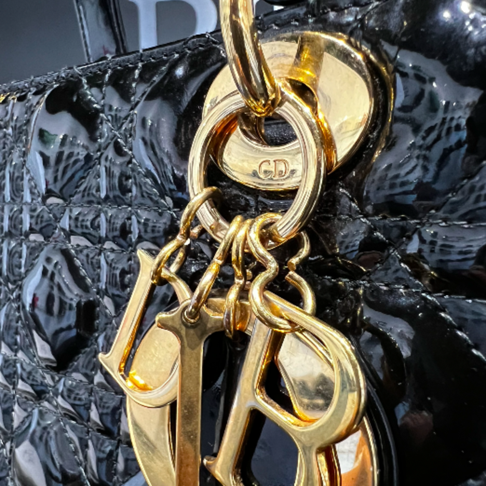Christian Dior SOLD - Medium Patent Black Lady Dior
