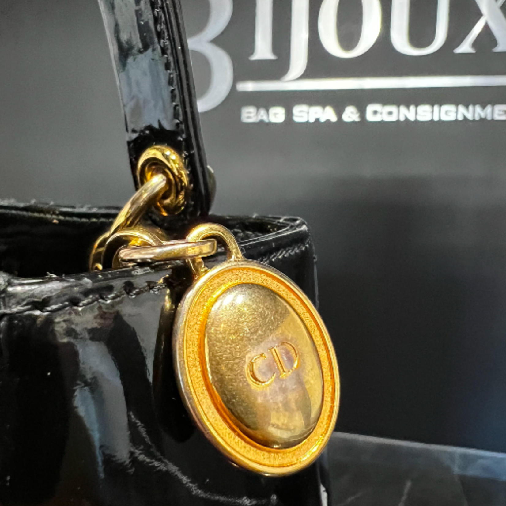 Christian Dior SOLD - Medium Patent Black Lady Dior