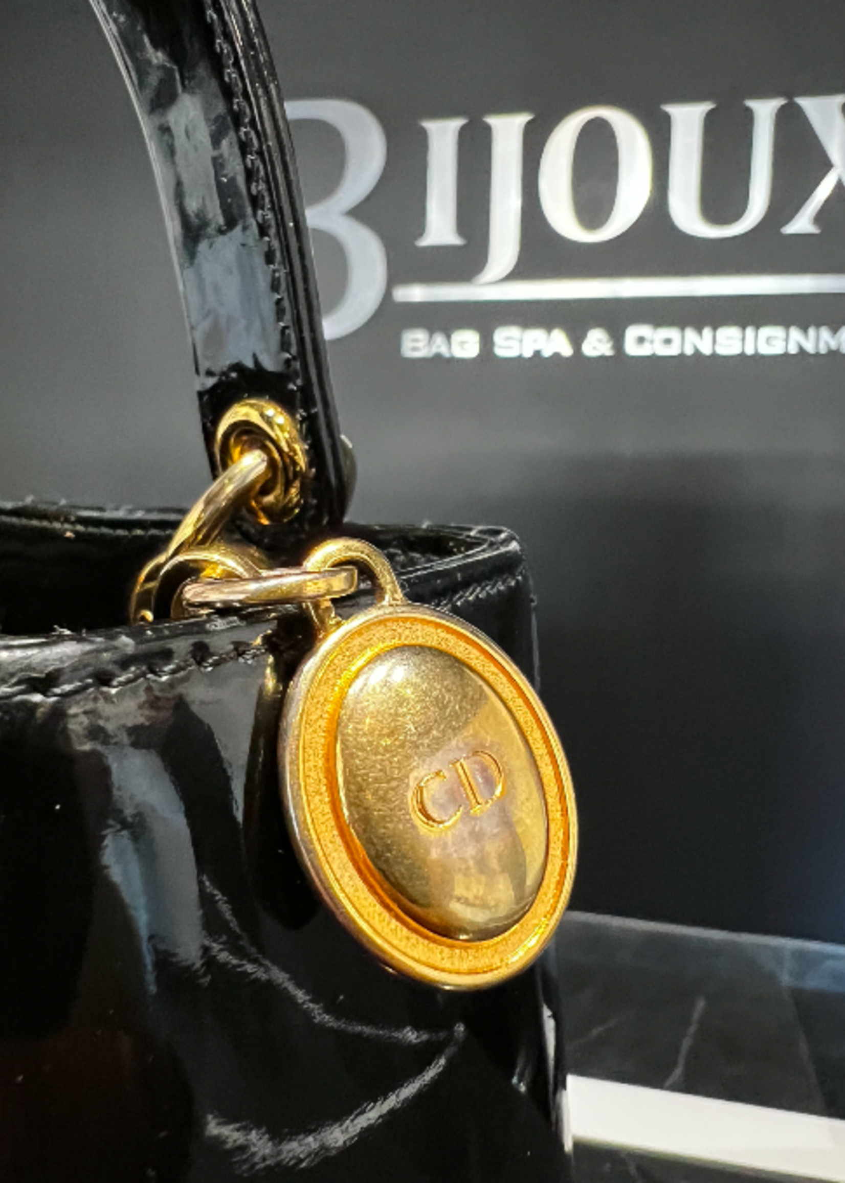 Christian Dior SOLD - Medium Patent Black Lady Dior