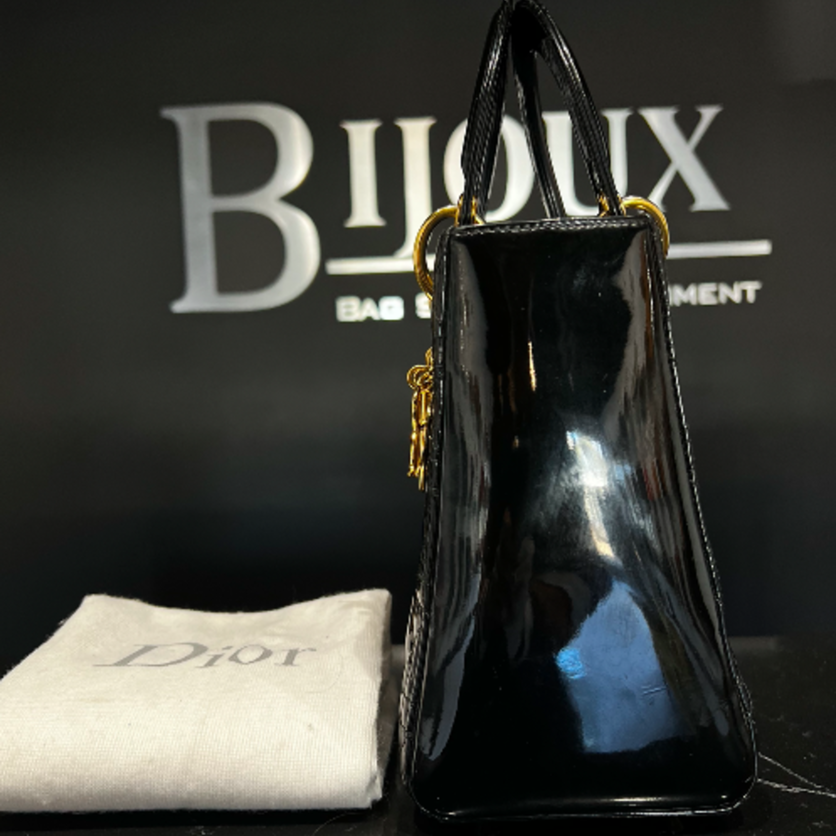 Christian Dior SOLD - Medium Patent Black Lady Dior