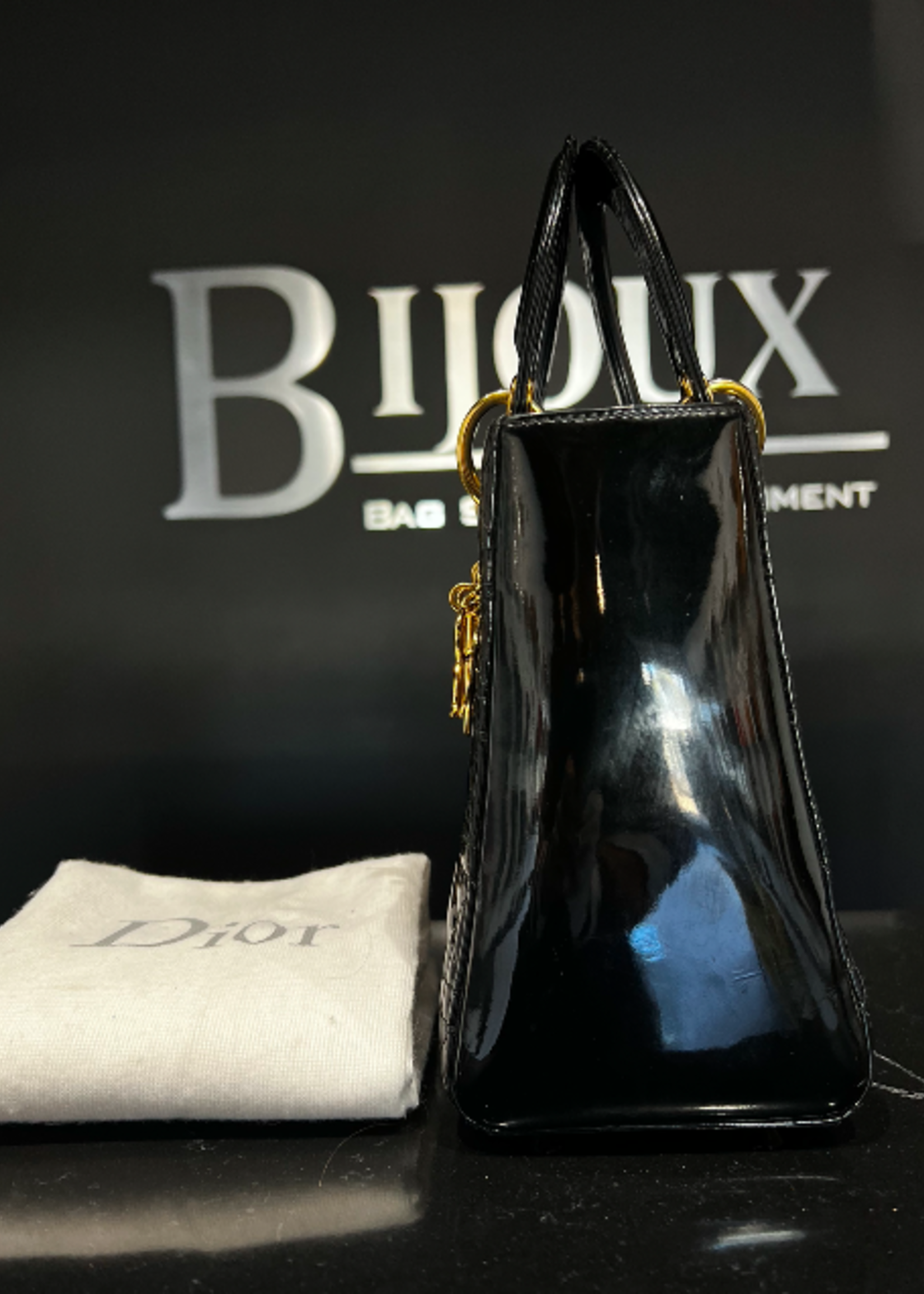 Christian Dior SOLD - Medium Patent Black Lady Dior