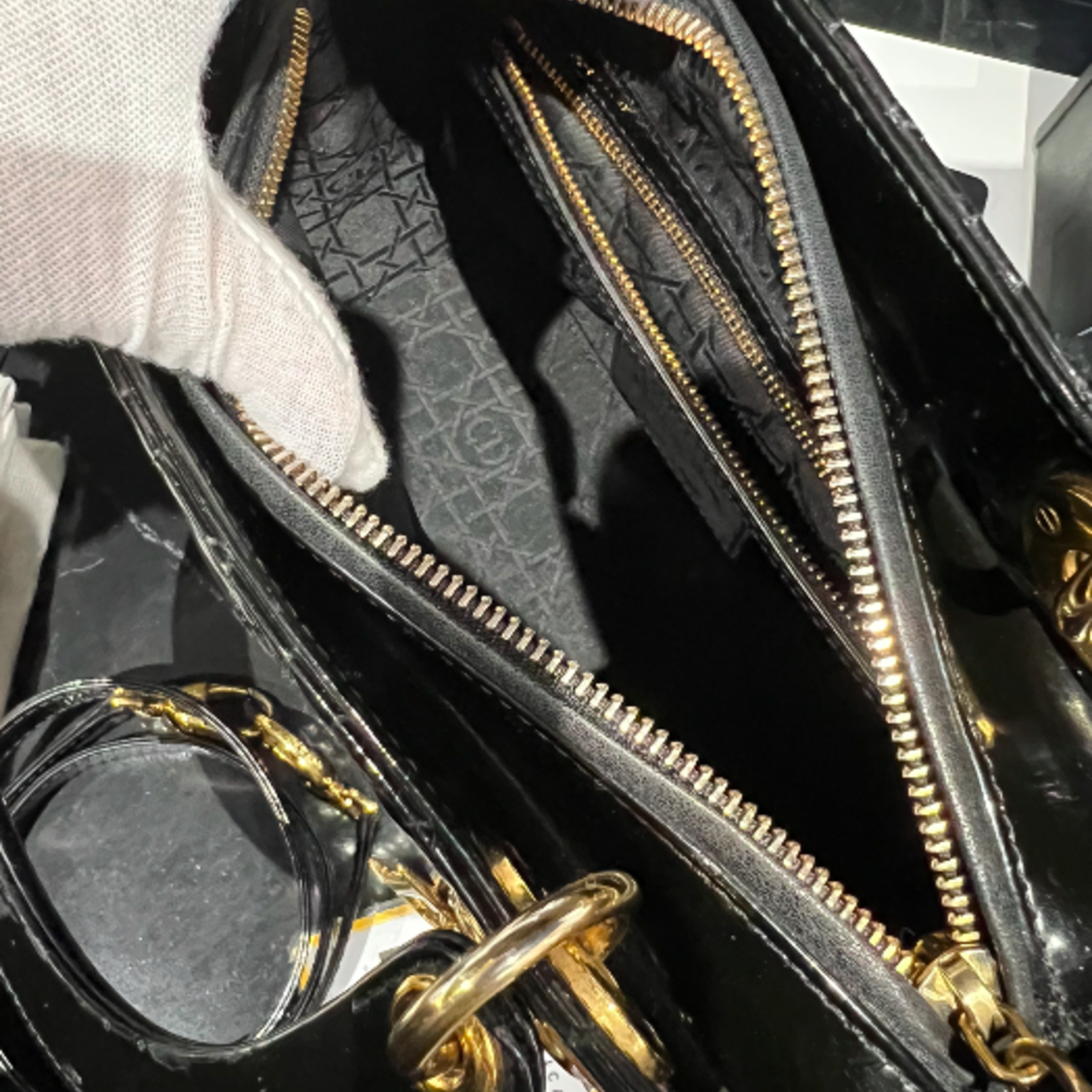 Christian Dior SOLD - Medium Patent Black Lady Dior