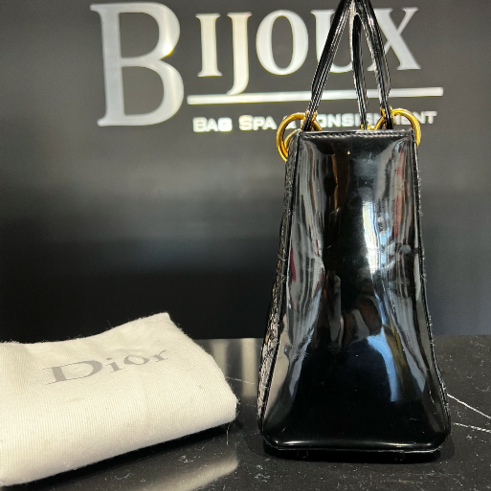 Christian Dior SOLD - Medium Patent Black Lady Dior