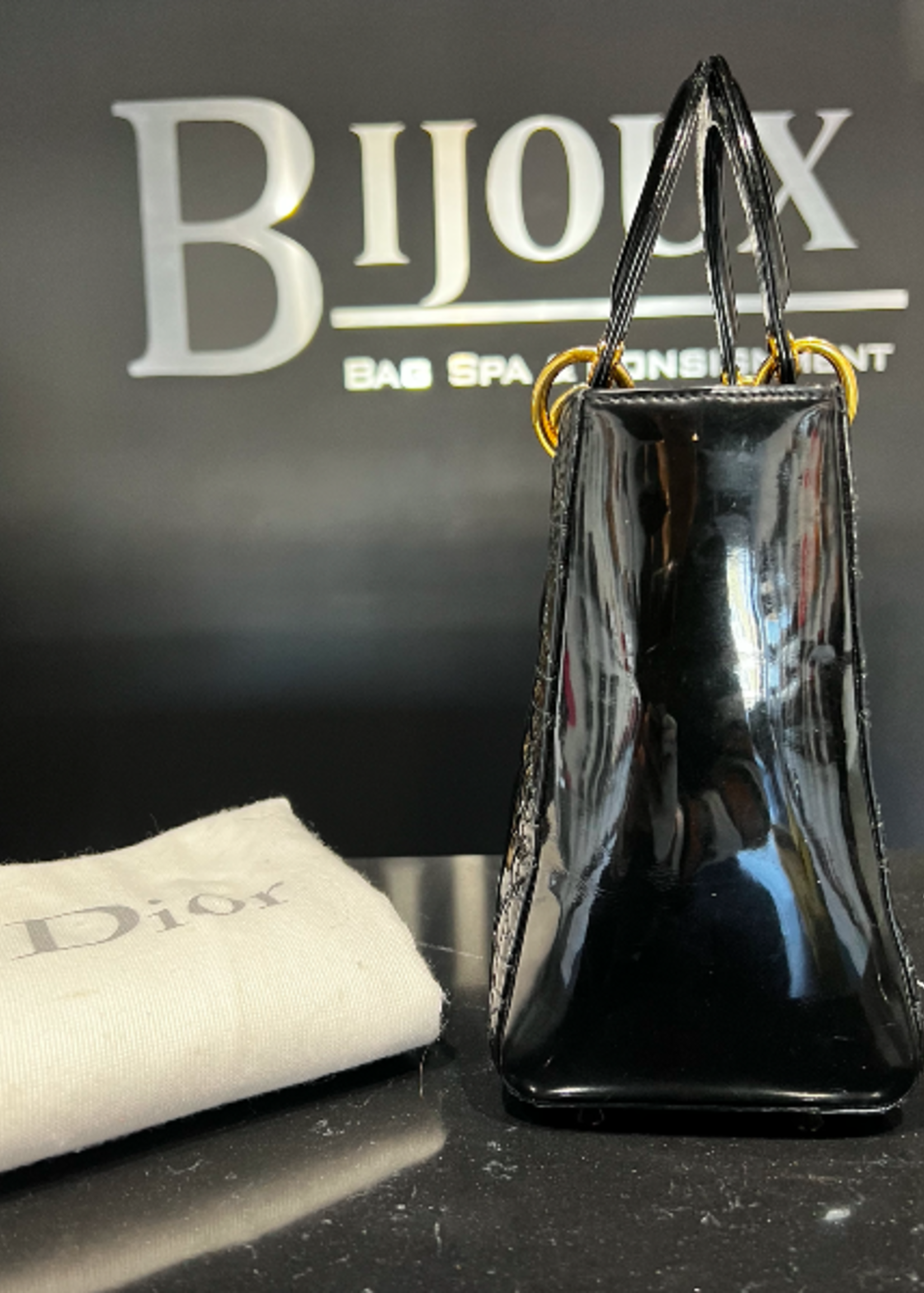 Christian Dior SOLD - Medium Patent Black Lady Dior