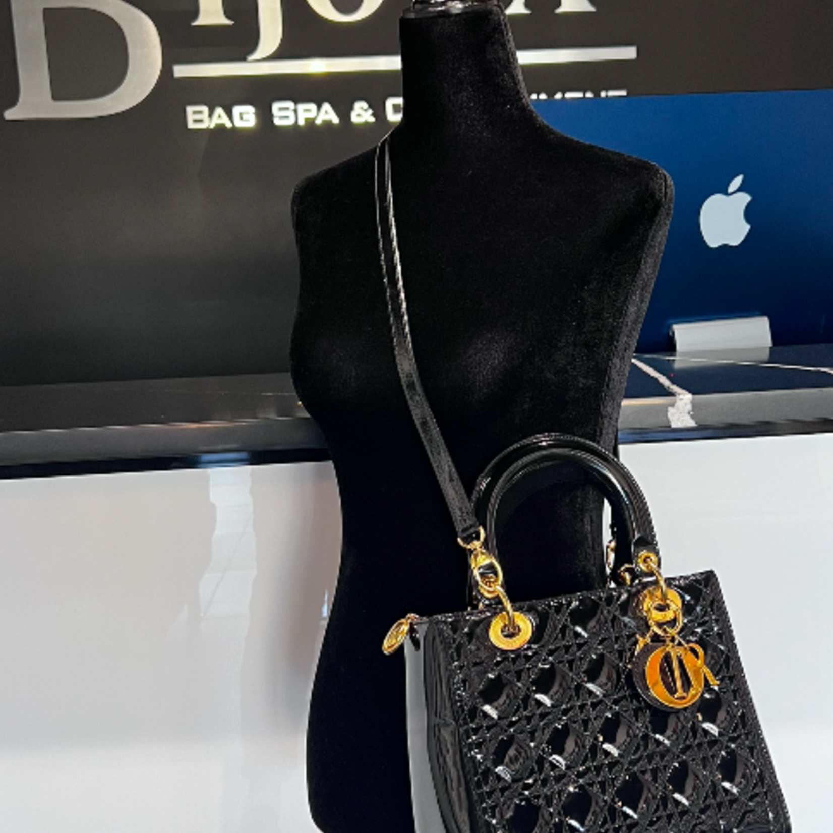 Christian Dior SOLD - Medium Patent Black Lady Dior