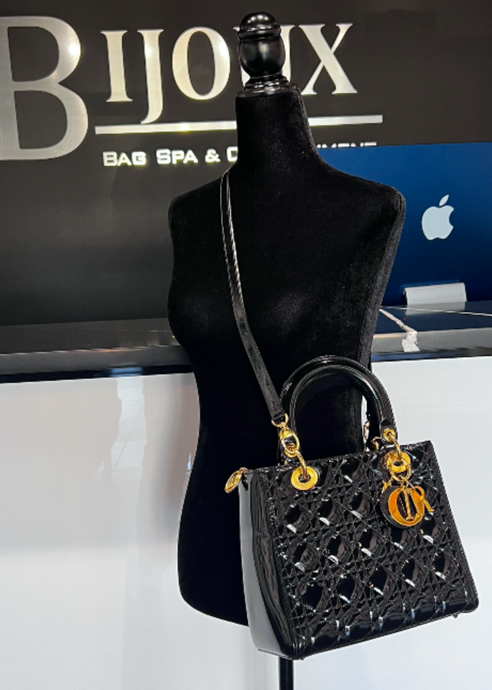 Christian Dior SOLD - Medium Patent Black Lady Dior