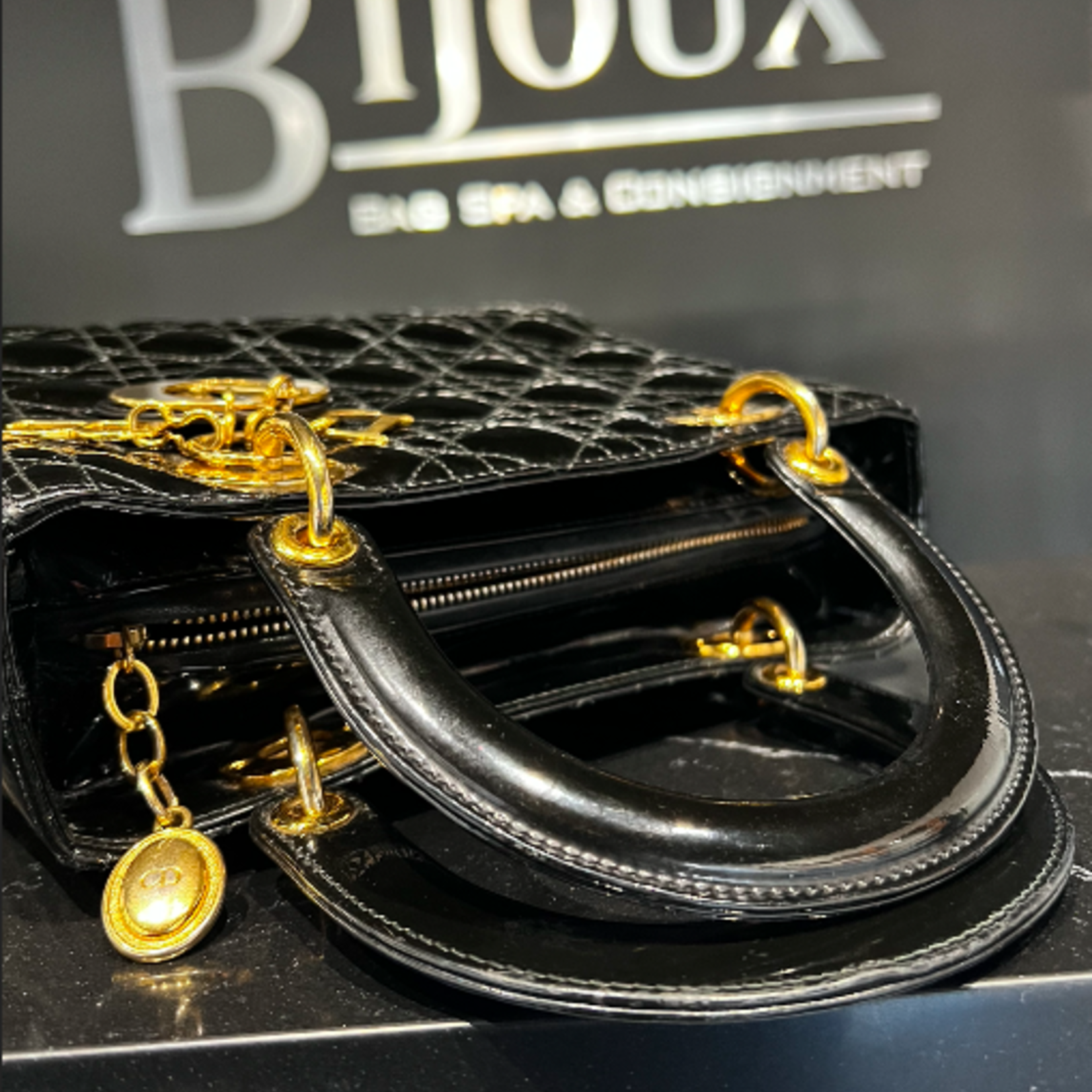 Christian Dior SOLD - Medium Patent Black Lady Dior