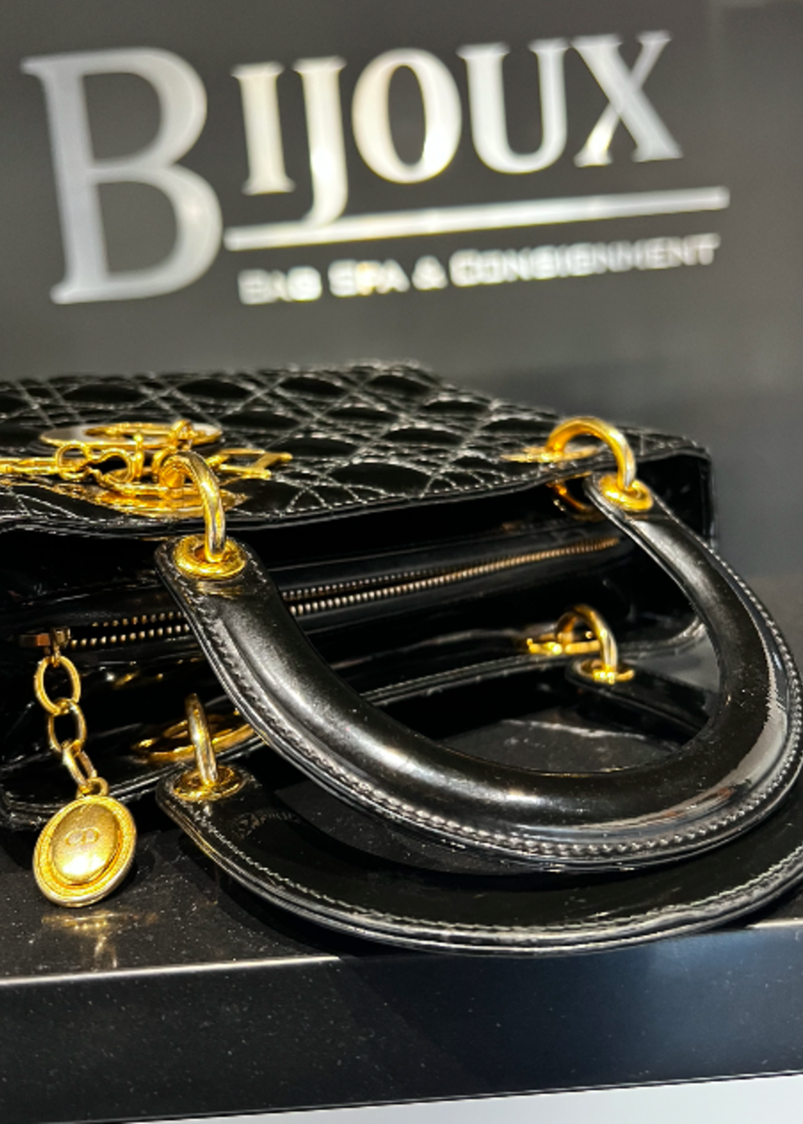 Christian Dior SOLD - Medium Patent Black Lady Dior