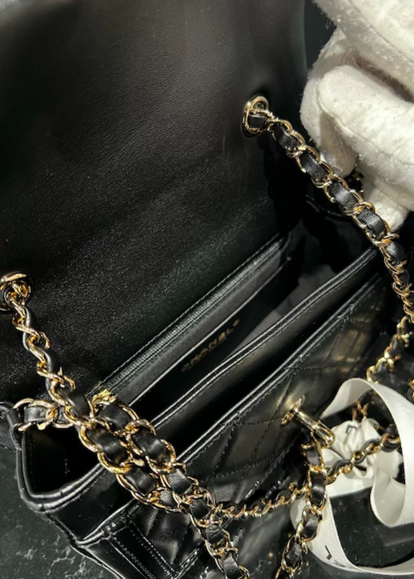 Chanel SOLD - 2023 Chanel Mini Flap with Patent Trim