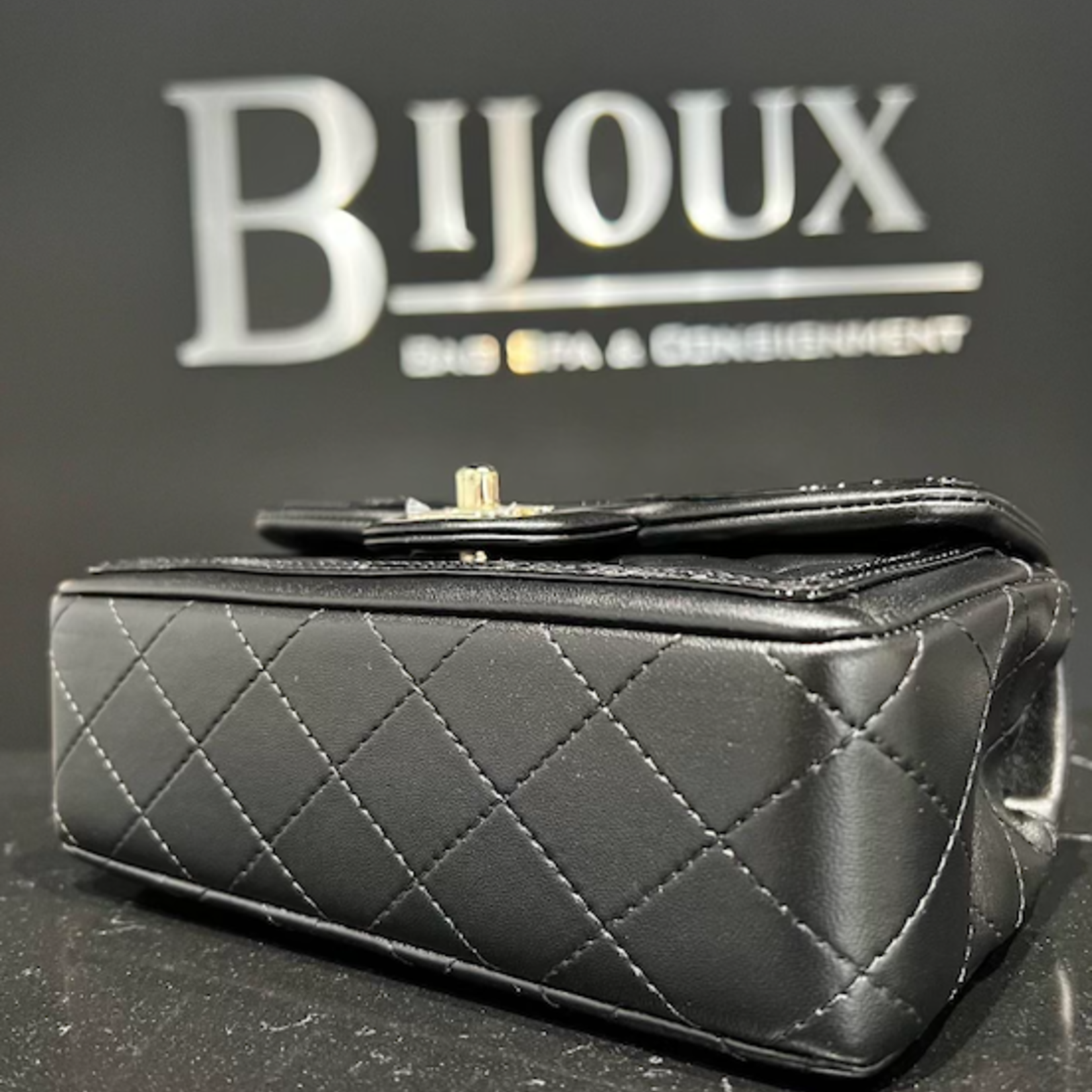 Chanel SOLD - 2023 Chanel Mini Flap with Patent Trim