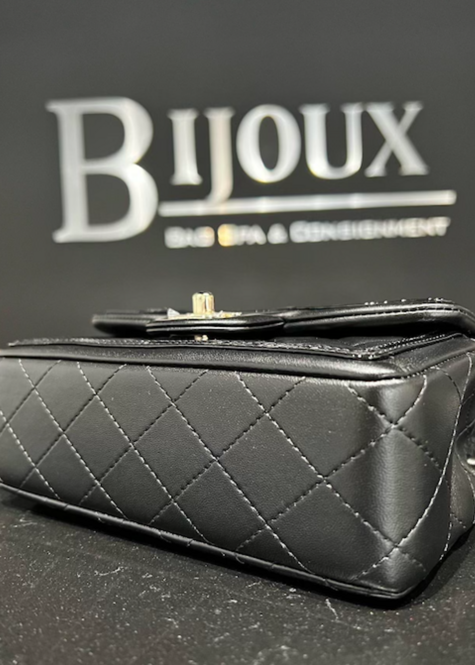 Chanel SOLD - 2023 Chanel Mini Flap with Patent Trim