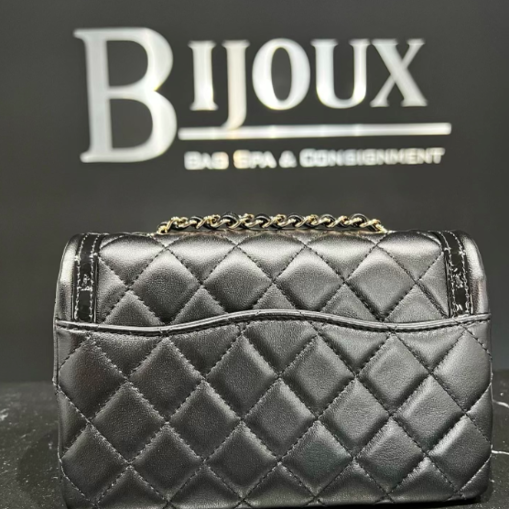 Chanel SOLD - 2023 Chanel Mini Flap with Patent Trim