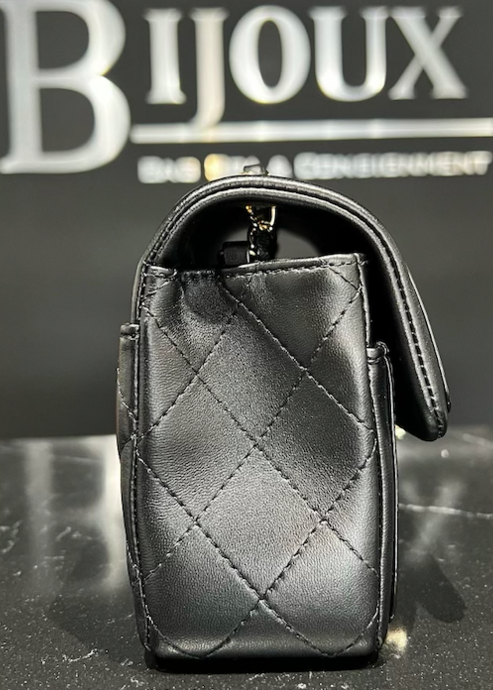 Chanel SOLD - 2023 Chanel Mini Flap with Patent Trim