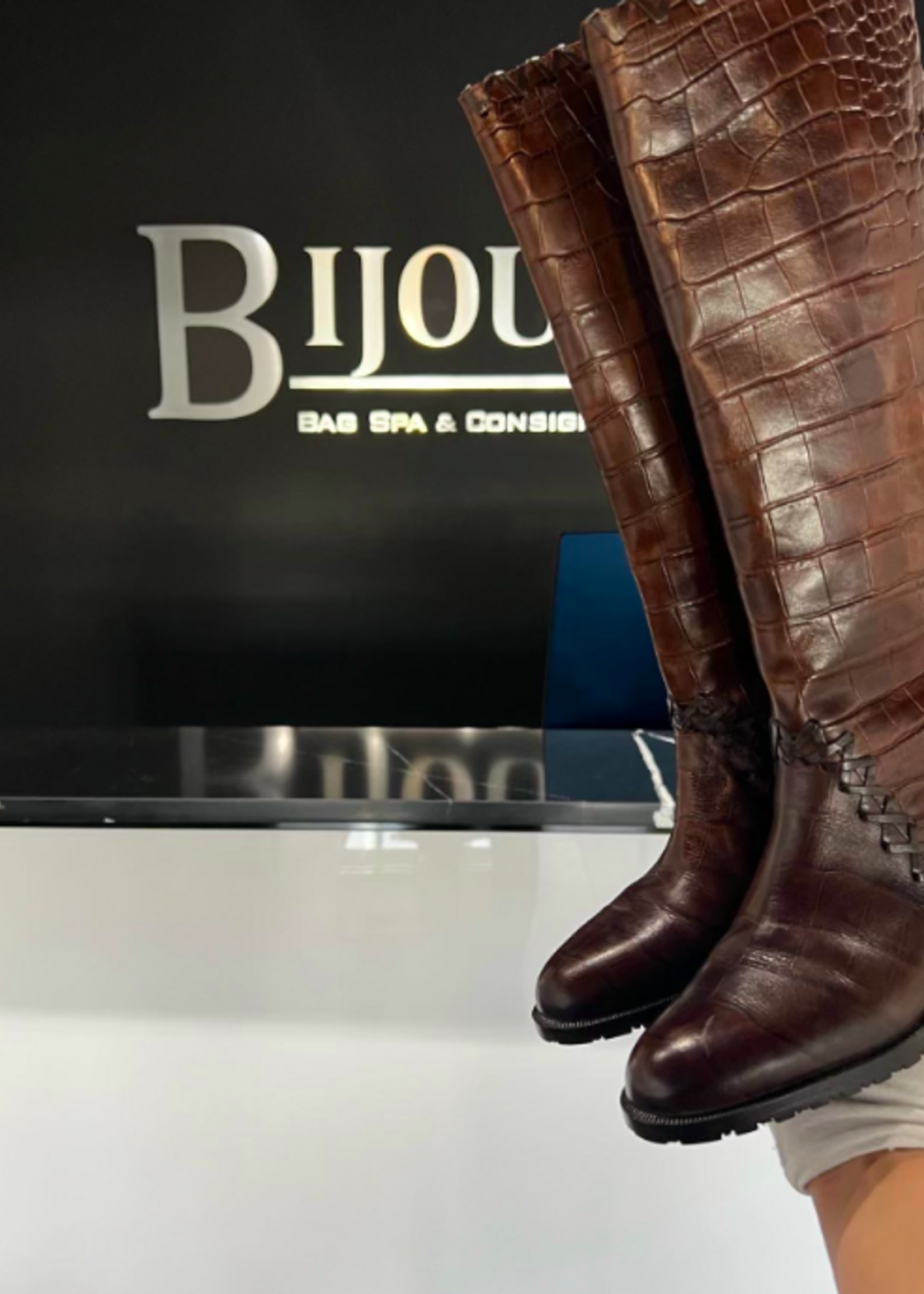 Dior x Bally Crocodile Embossed Boots 36