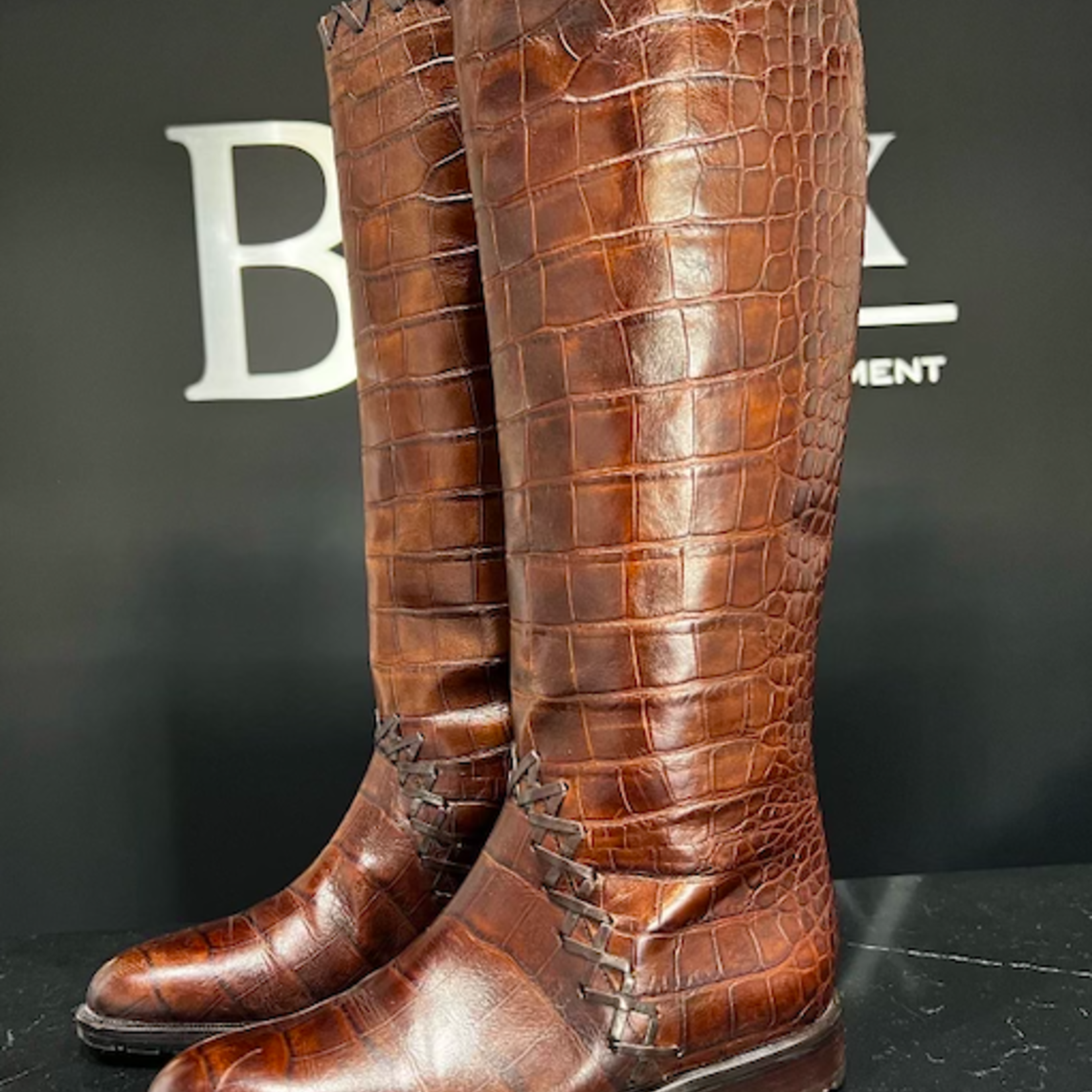 Bally Dior x Bally Crocodile Embossed Boots 36