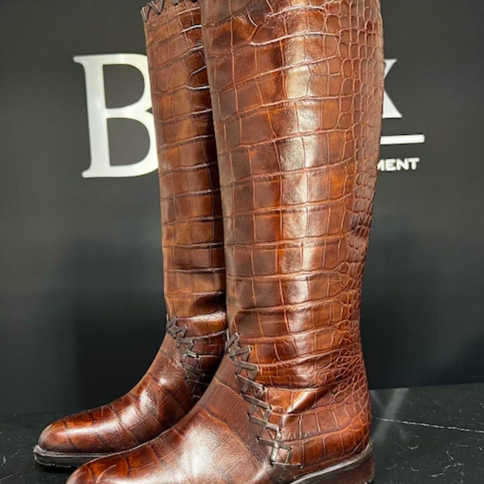 Dior x Bally Crocodile Embossed Boots 36