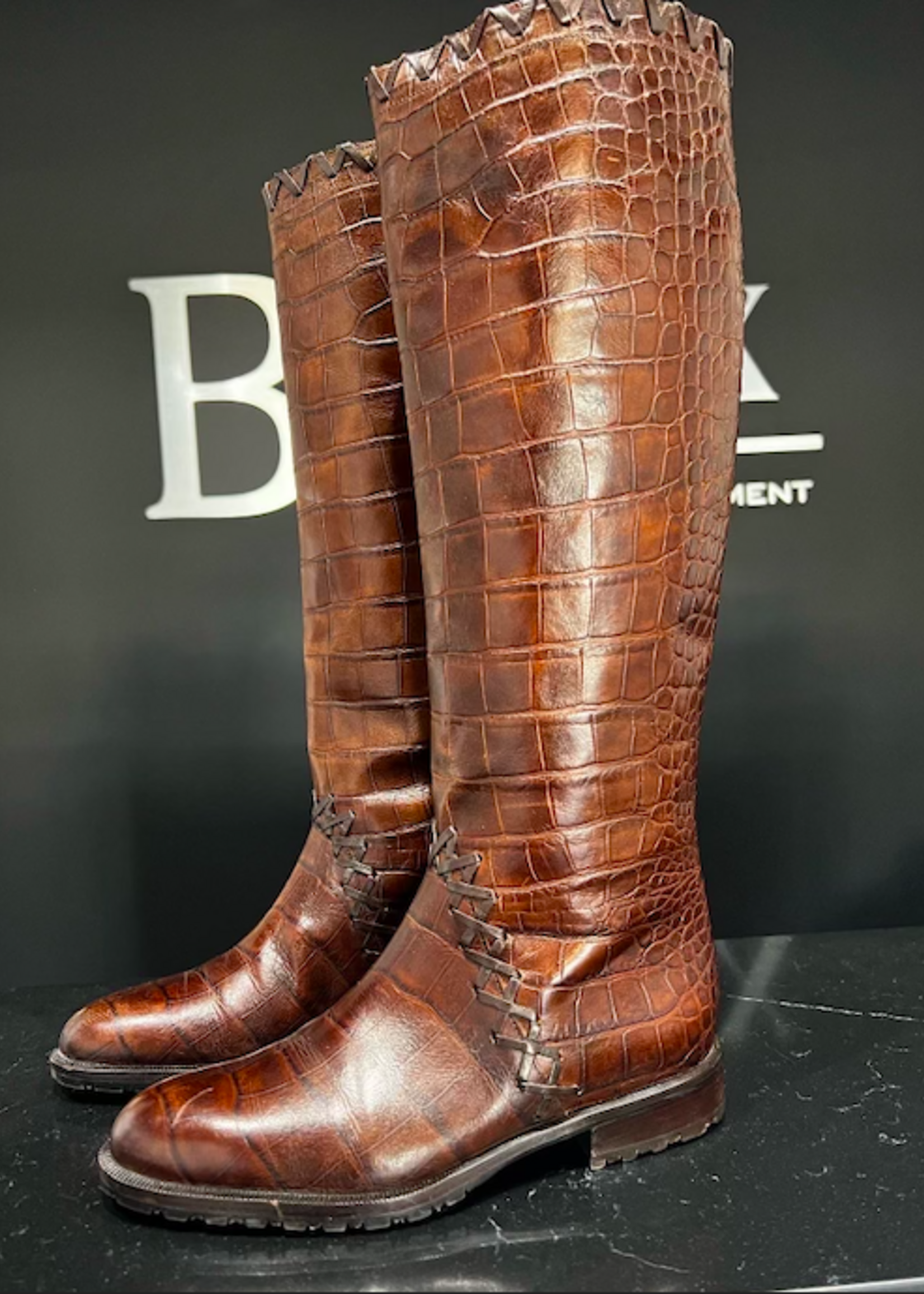 Dior x Bally Crocodile Embossed Boots 36