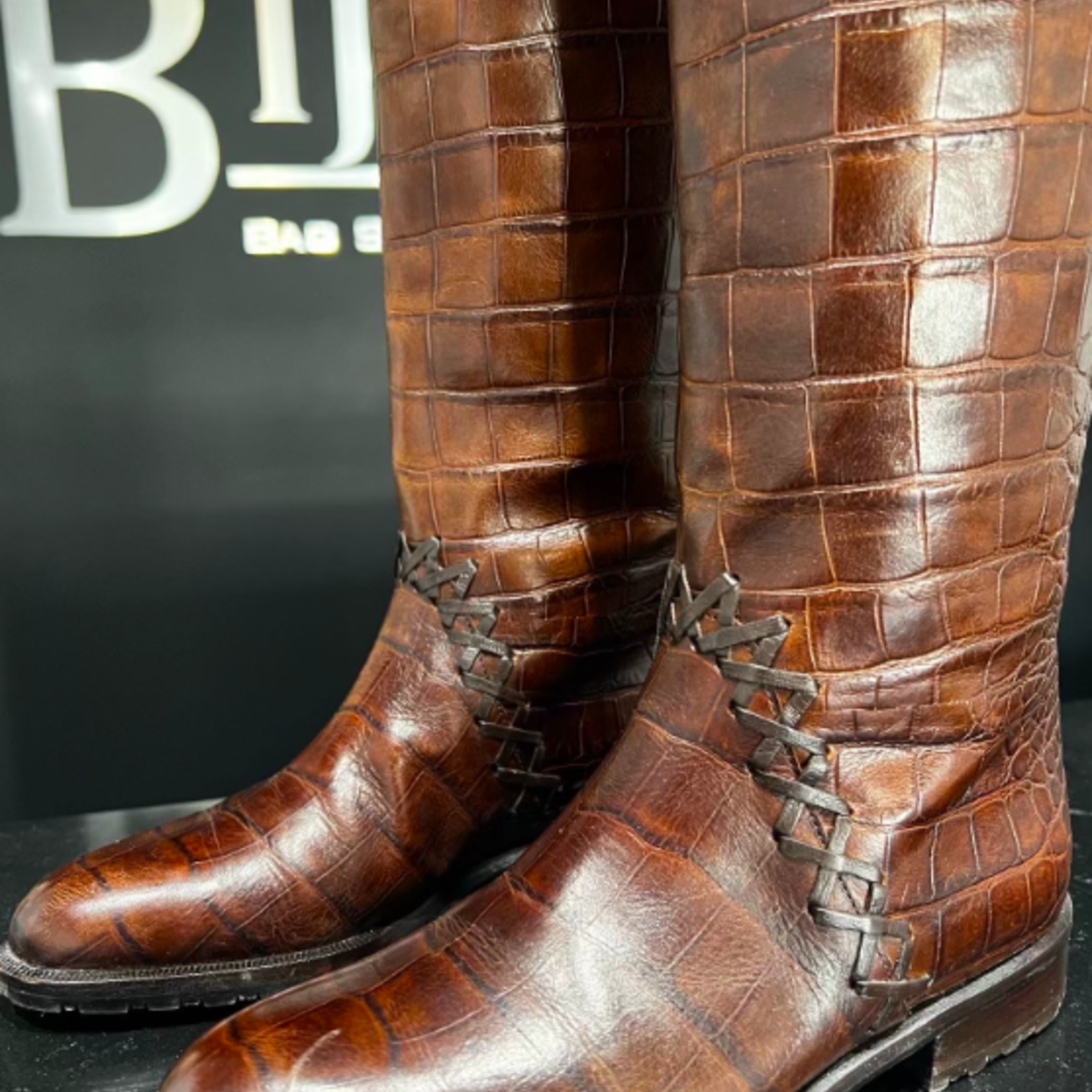 Bally Dior x Bally Crocodile Embossed Boots 36