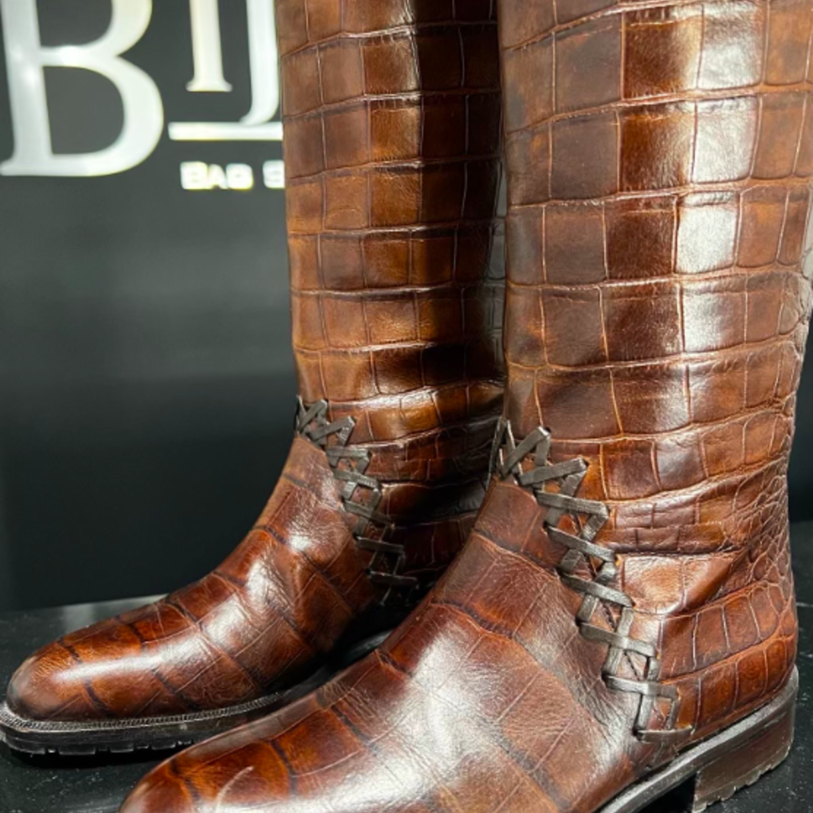 Dior x Bally Crocodile Embossed Boots 36