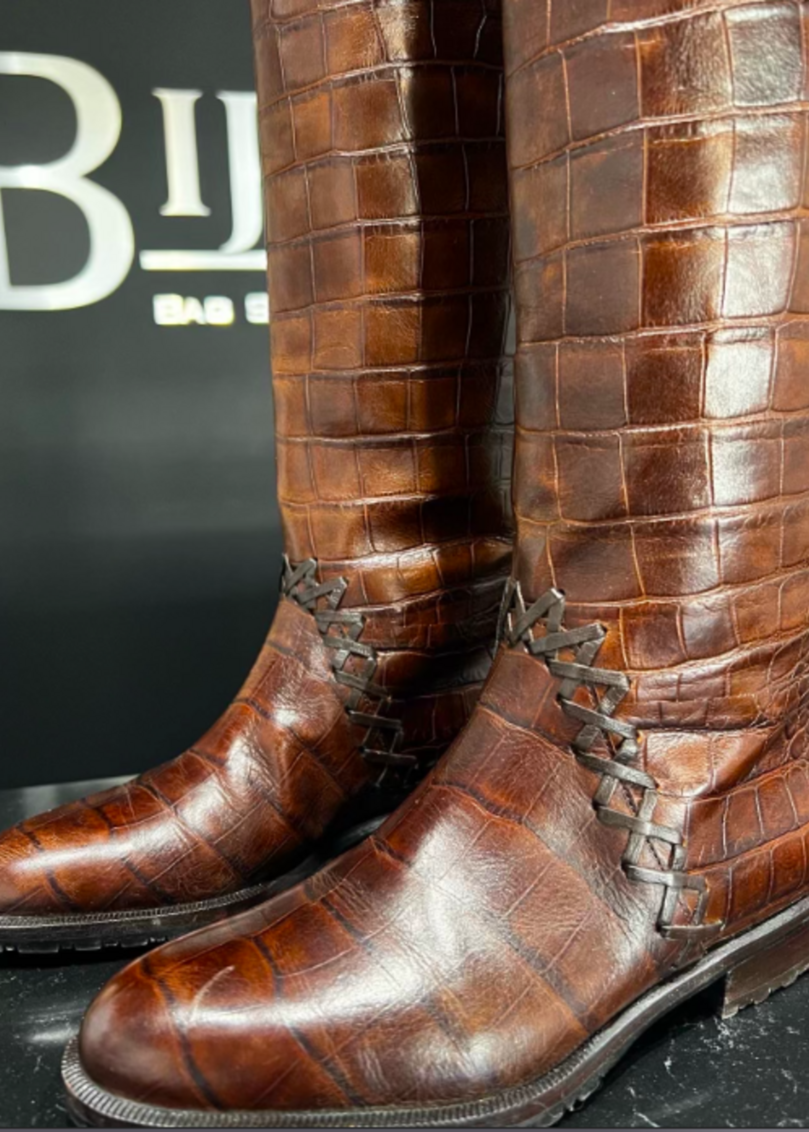 Dior x Bally Crocodile Embossed Boots 36
