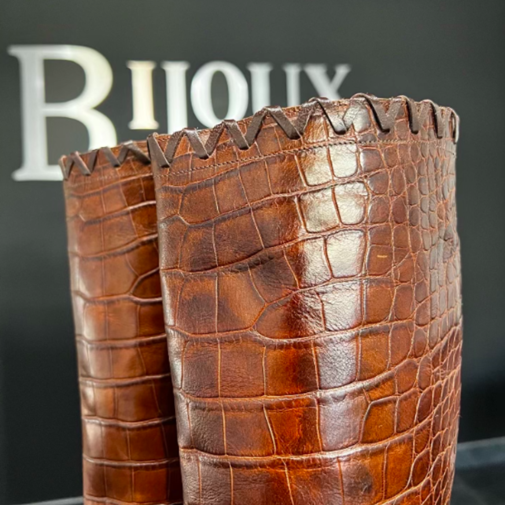 Dior x Bally Crocodile Embossed Boots 36