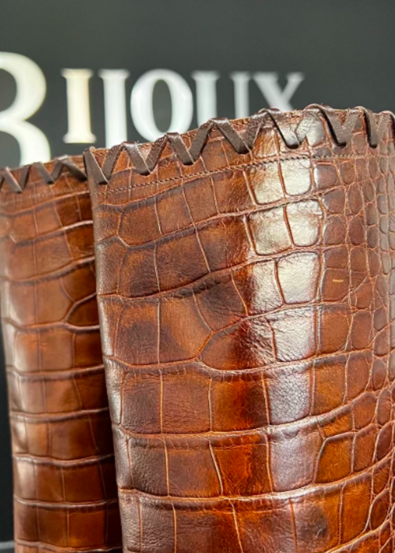 Dior x Bally Crocodile Embossed Boots 36