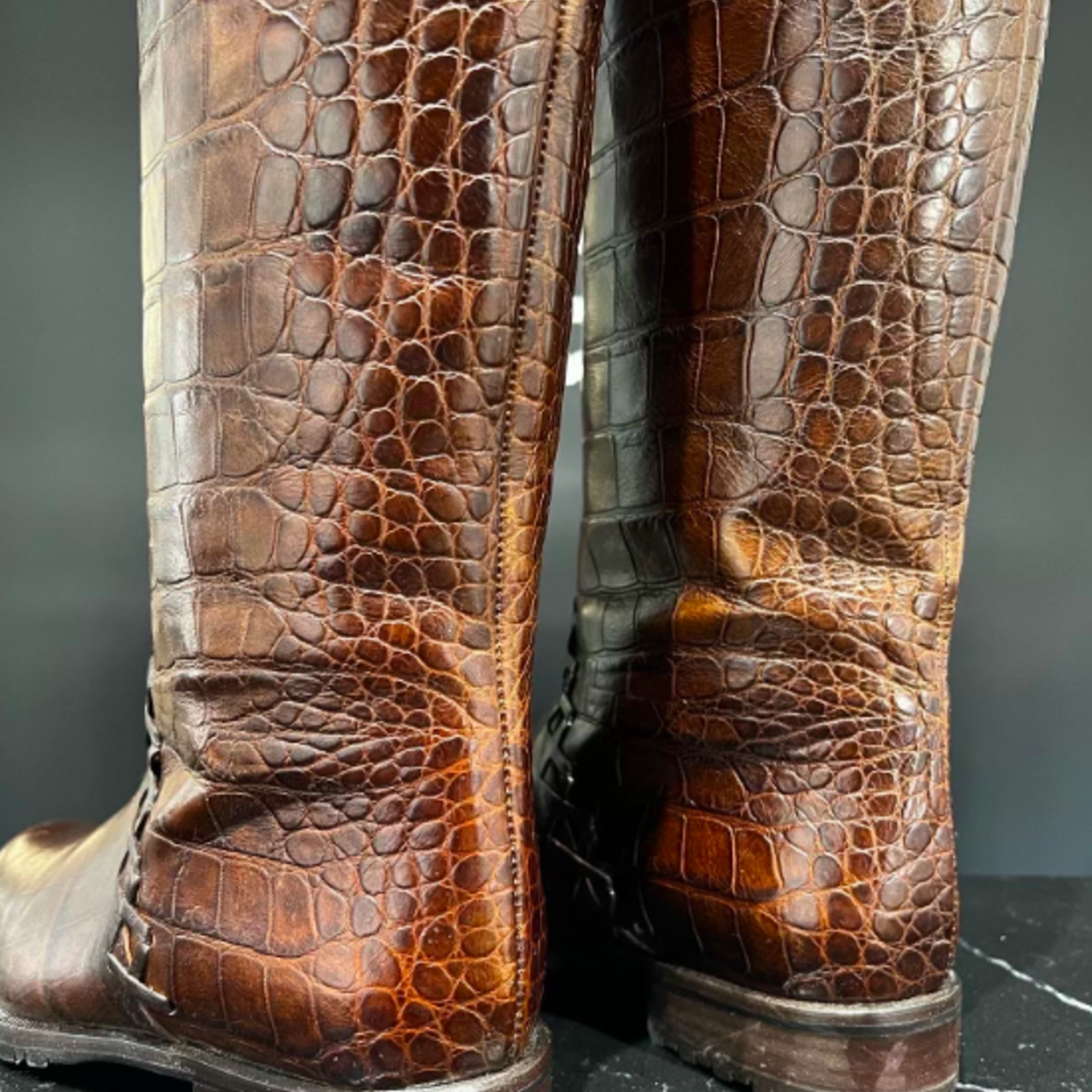 Dior x Bally Crocodile Embossed Boots 36