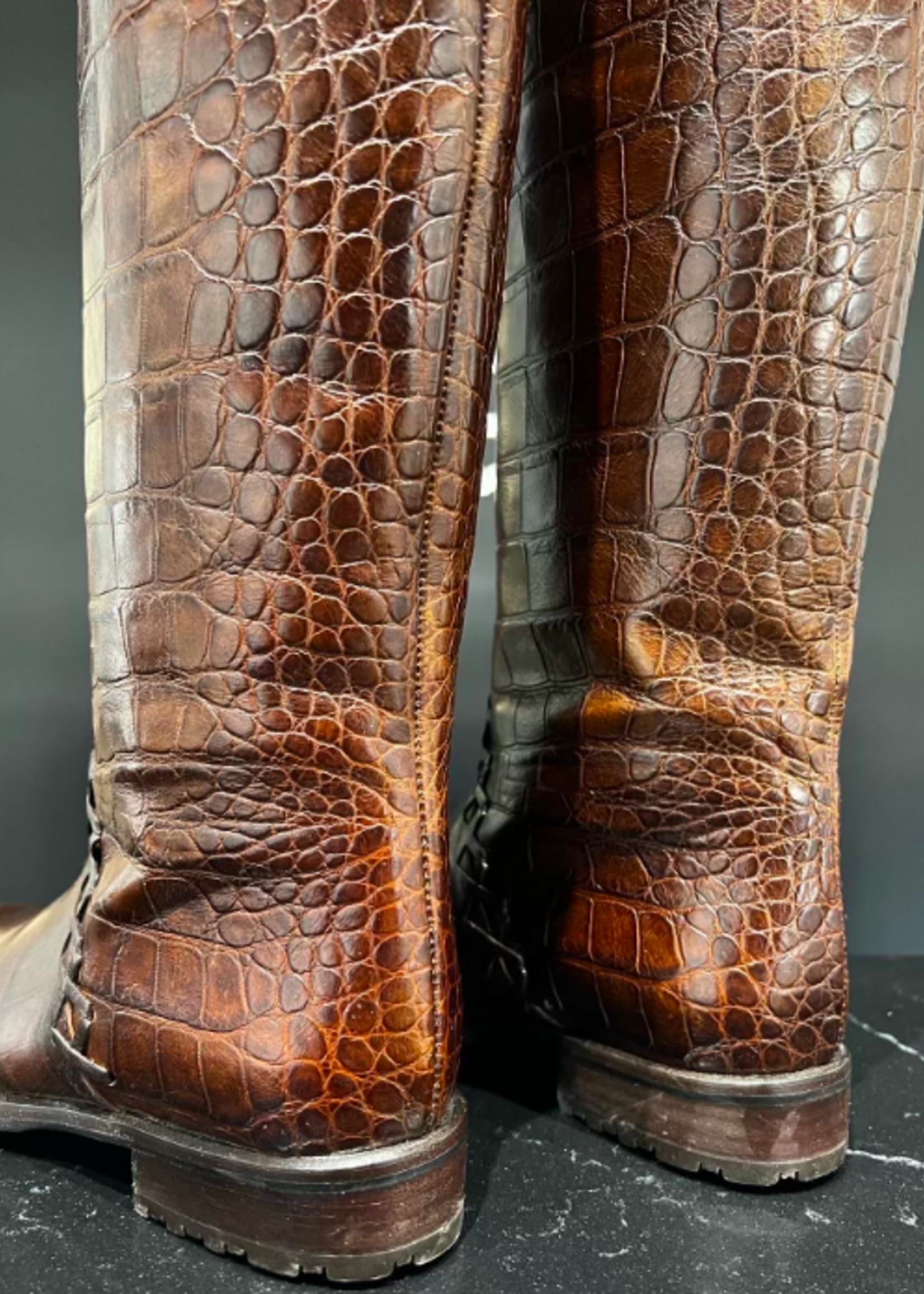 Dior x Bally Crocodile Embossed Boots 36