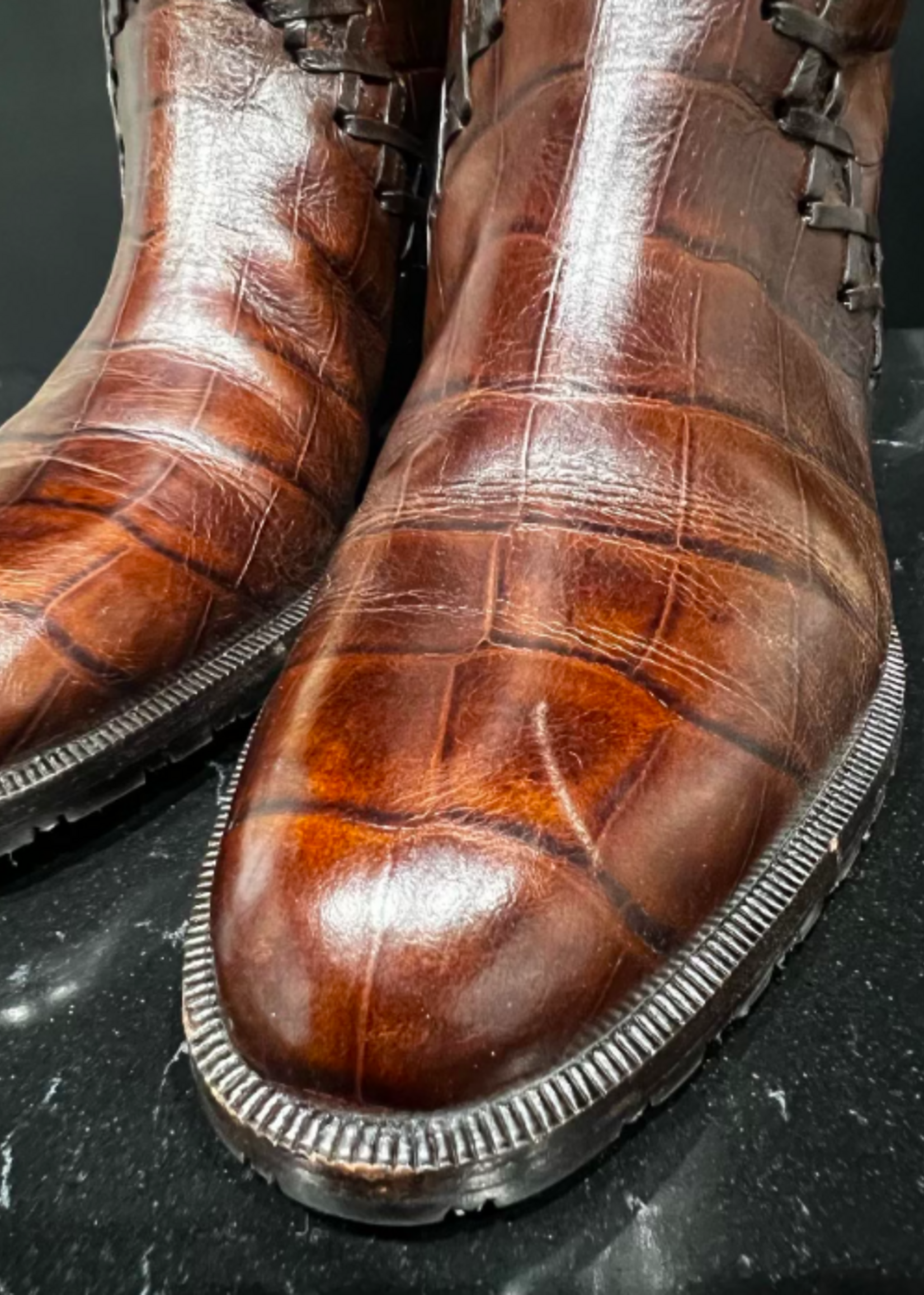 Dior x Bally Crocodile Embossed Boots 36