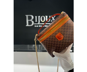 バッグ CELINE Macadam Vanity Pouch Bag tagged CELINE Macadam Makeup pouch Cosmetics Pouch Hand Bag Vanity