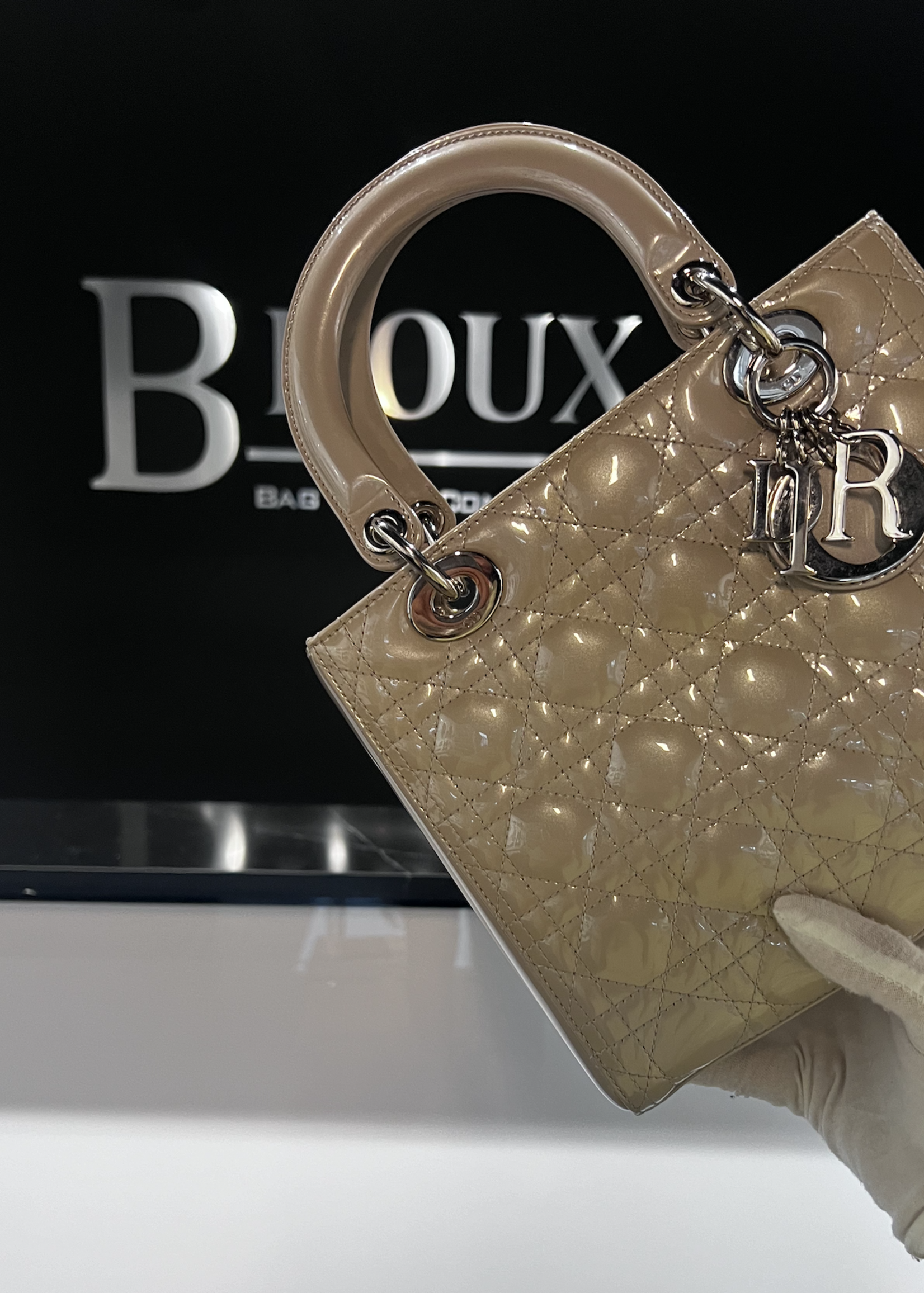 Christian Dior SOLD - Christian Dior Lady Dior Taupe Patent
