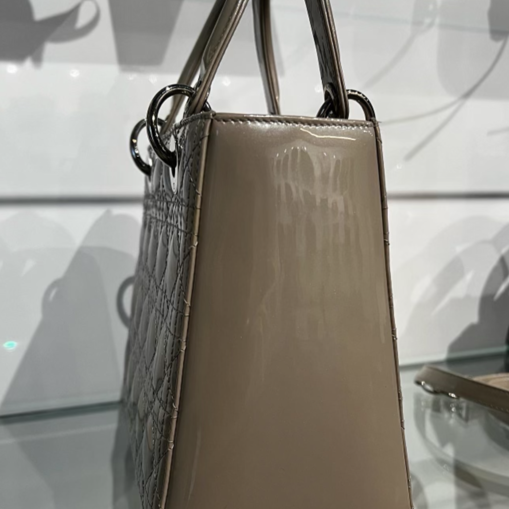 Christian Dior SOLD - Christian Dior Lady Dior Taupe Patent