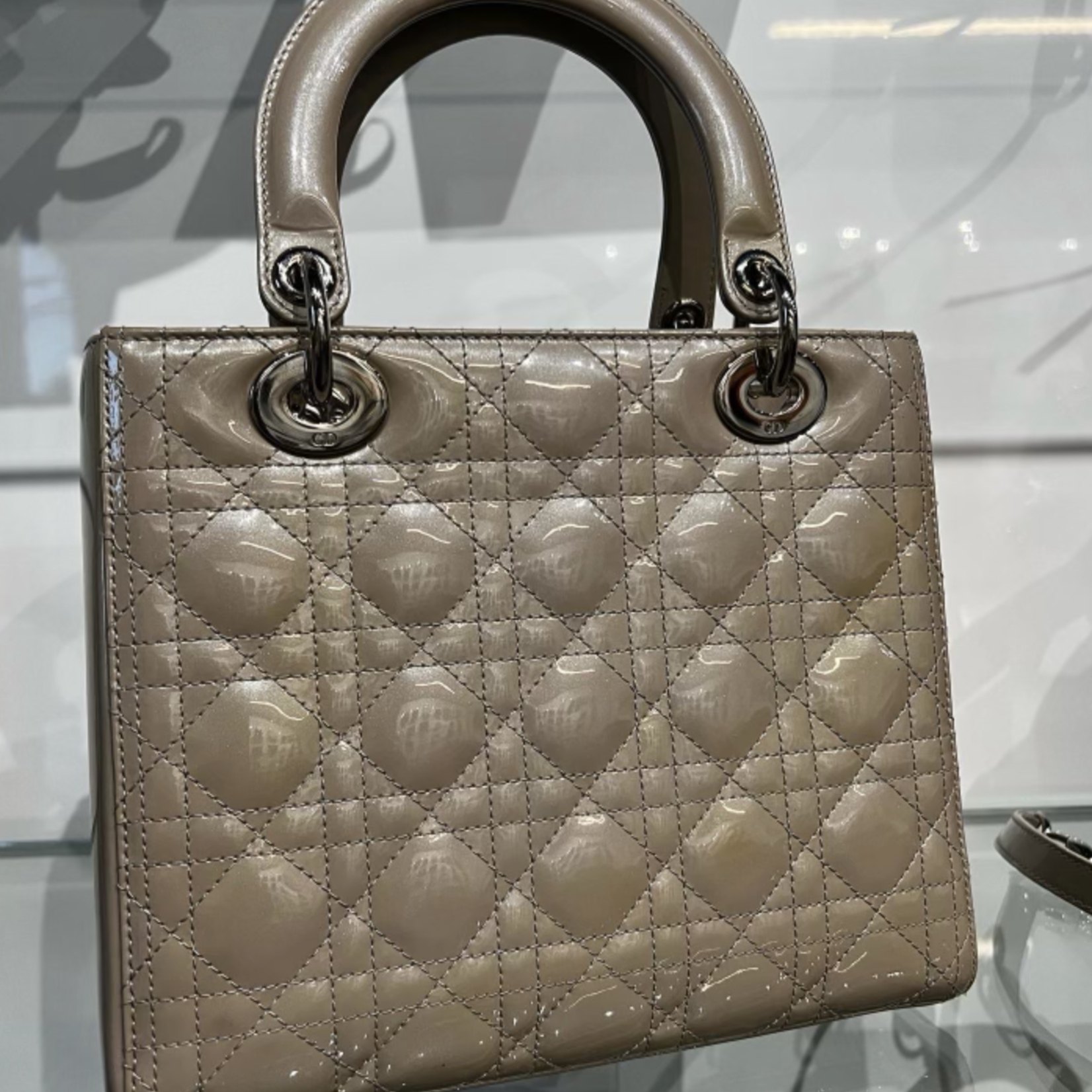 Christian Dior SOLD - Christian Dior Lady Dior Taupe Patent
