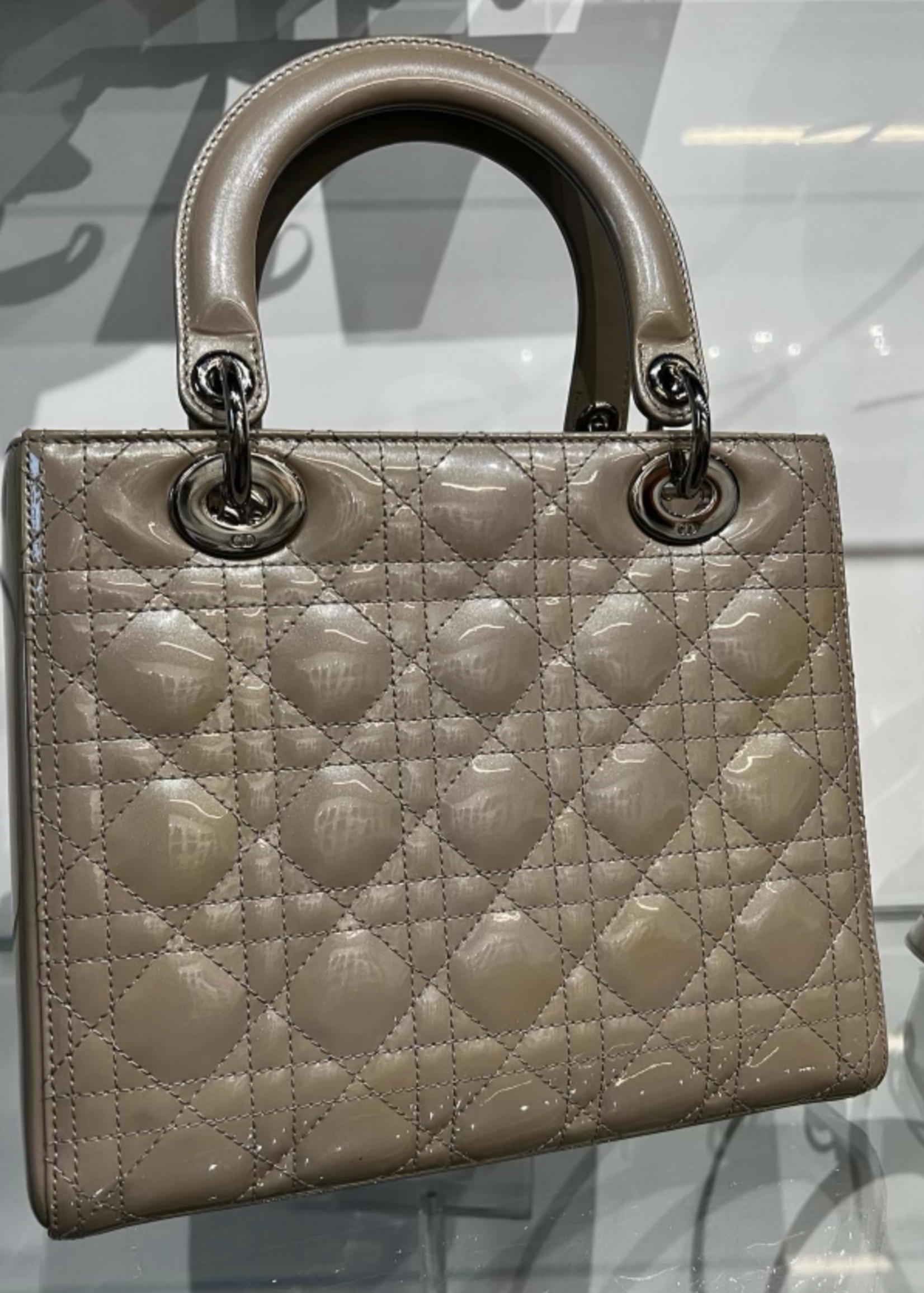Christian Dior SOLD - Christian Dior Lady Dior Taupe Patent