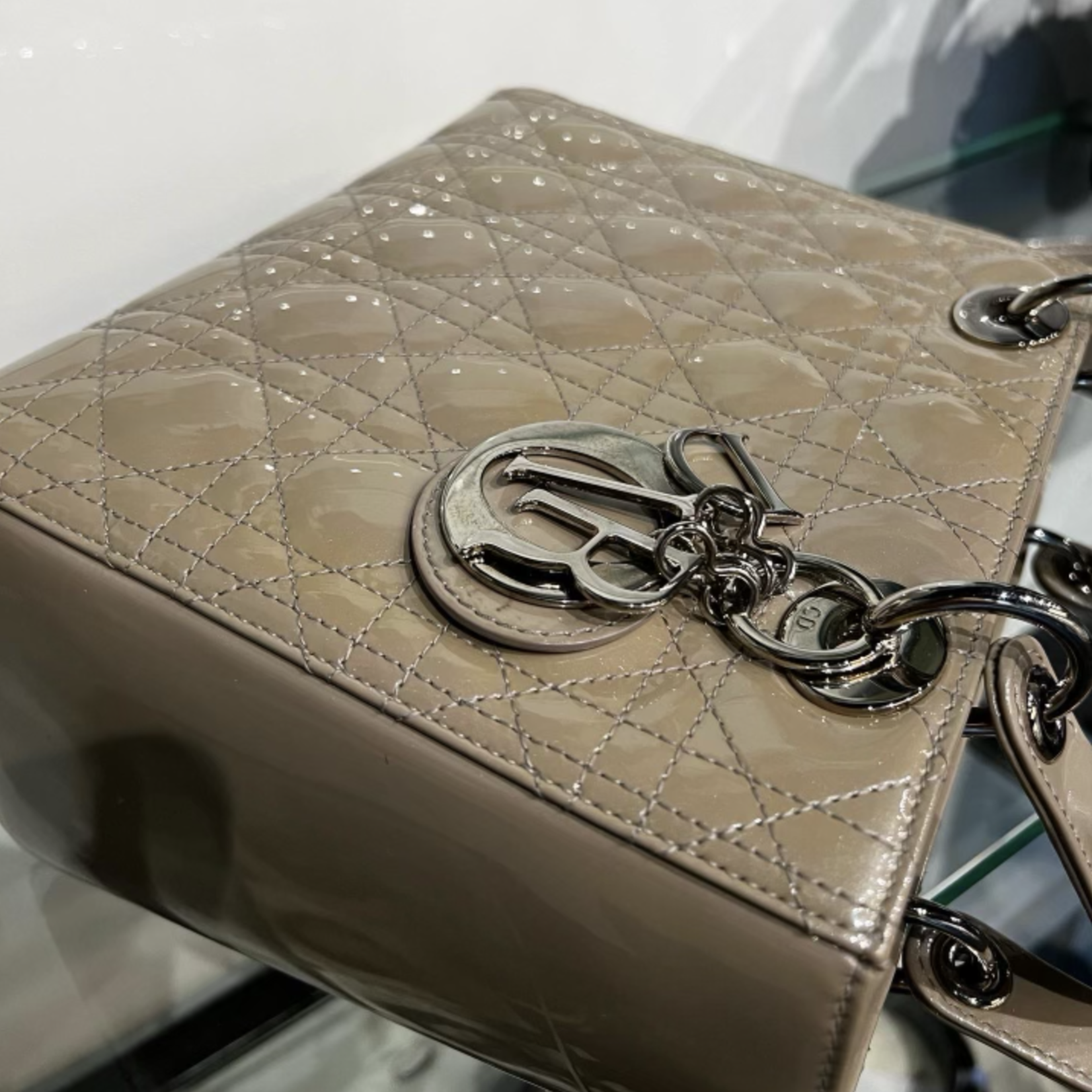 Christian Dior SOLD - Christian Dior Lady Dior Taupe Patent