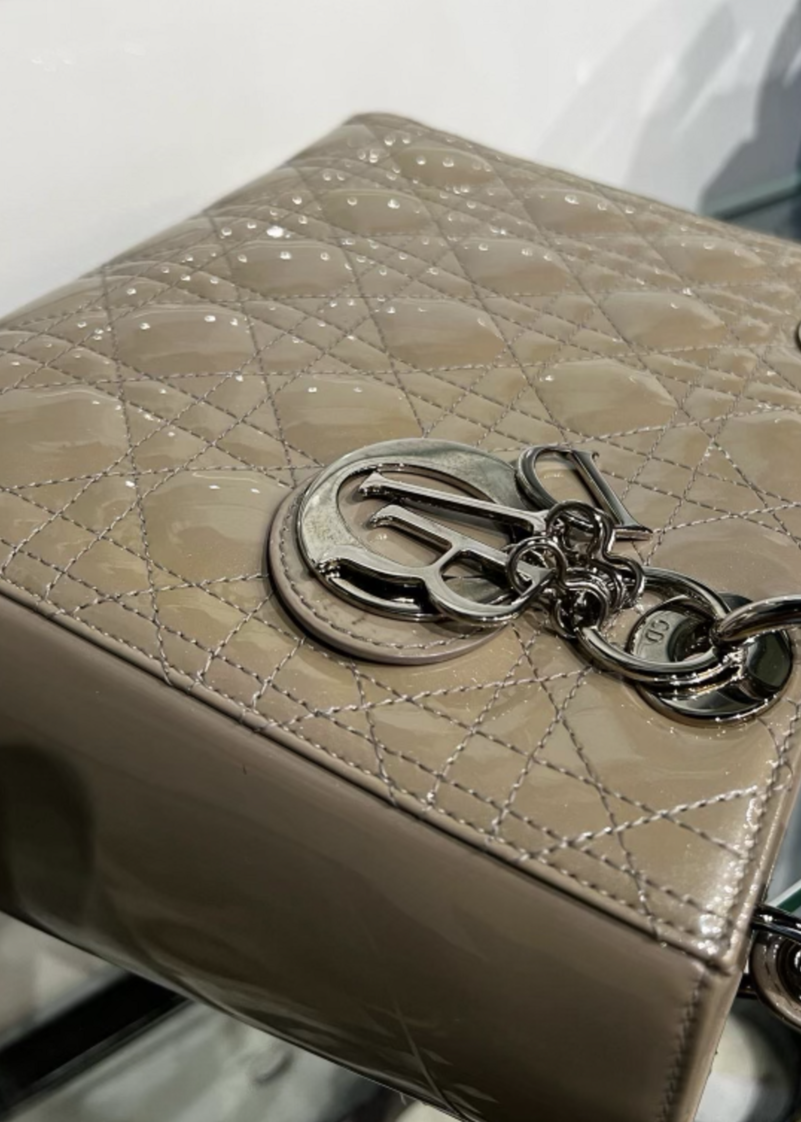 Christian Dior SOLD - Christian Dior Lady Dior Taupe Patent