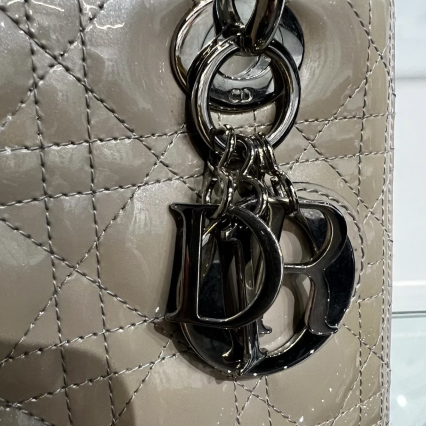 Christian Dior SOLD - Christian Dior Lady Dior Taupe Patent