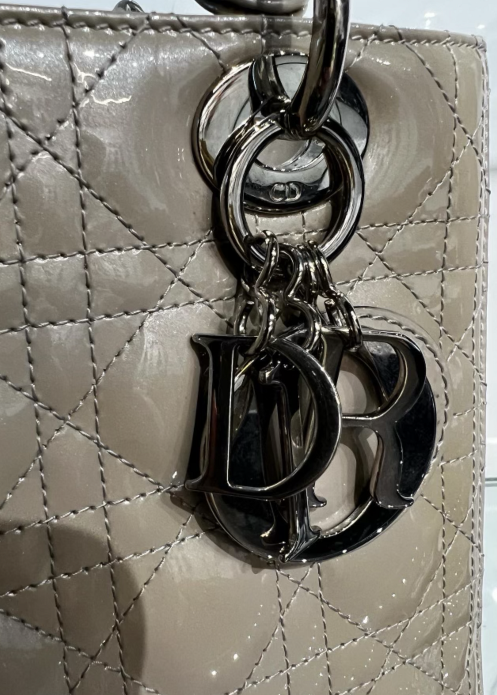 Christian Dior SOLD - Christian Dior Lady Dior Taupe Patent