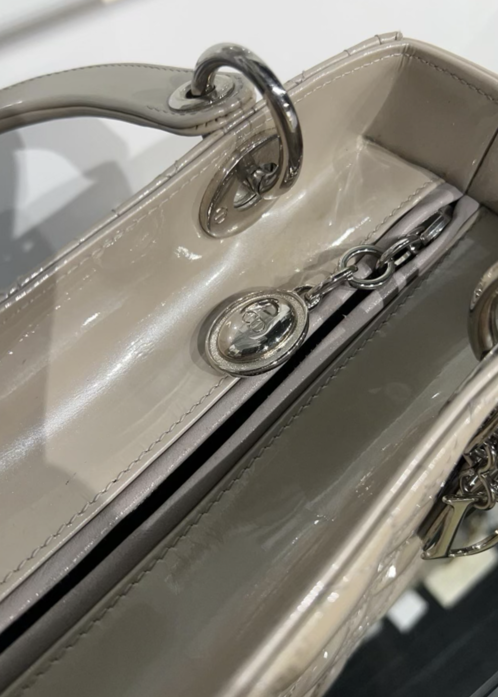 Christian Dior SOLD - Christian Dior Lady Dior Taupe Patent