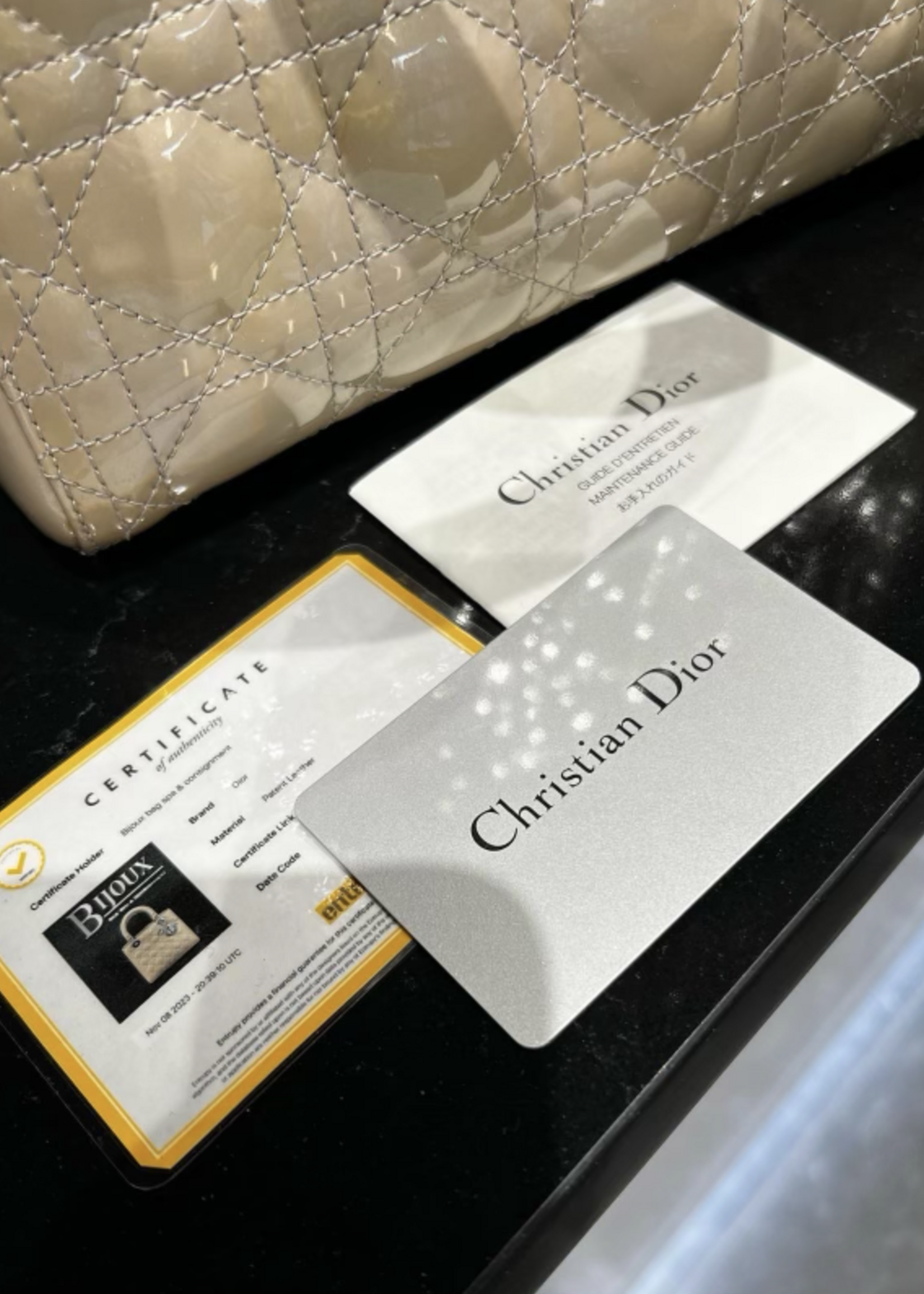 Christian Dior SOLD - Christian Dior Lady Dior Taupe Patent