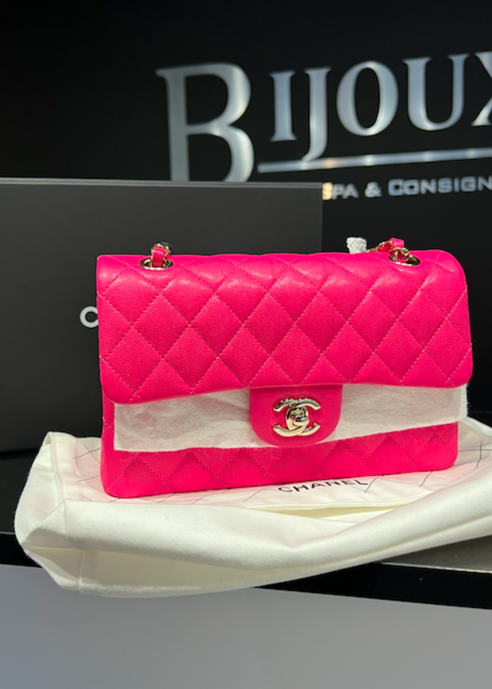 Chanel Chanel Classic Small Caviar Pink GHW (BNIB)