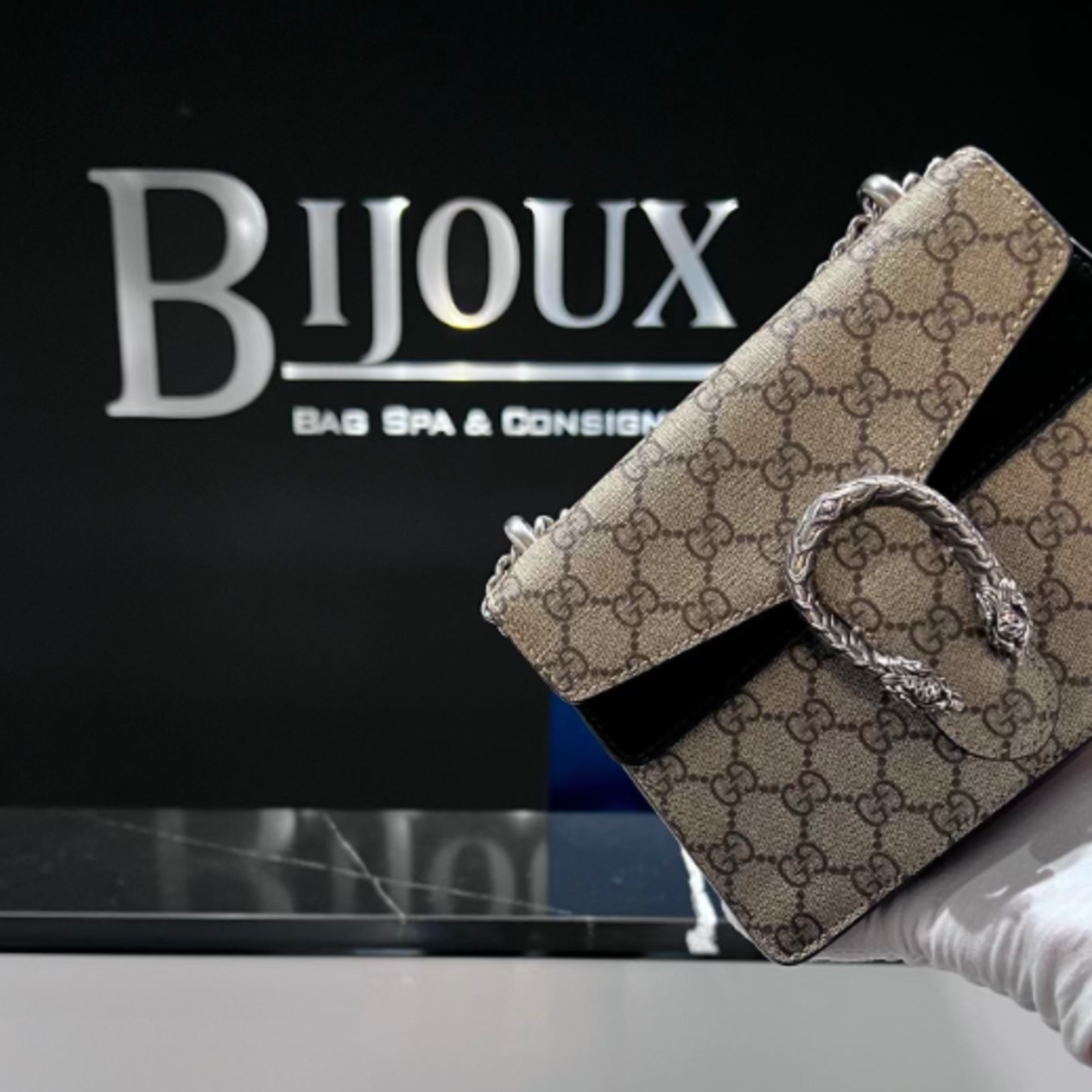 Gucci SOLD - Gucci Dionysus Suede Black/Canvas