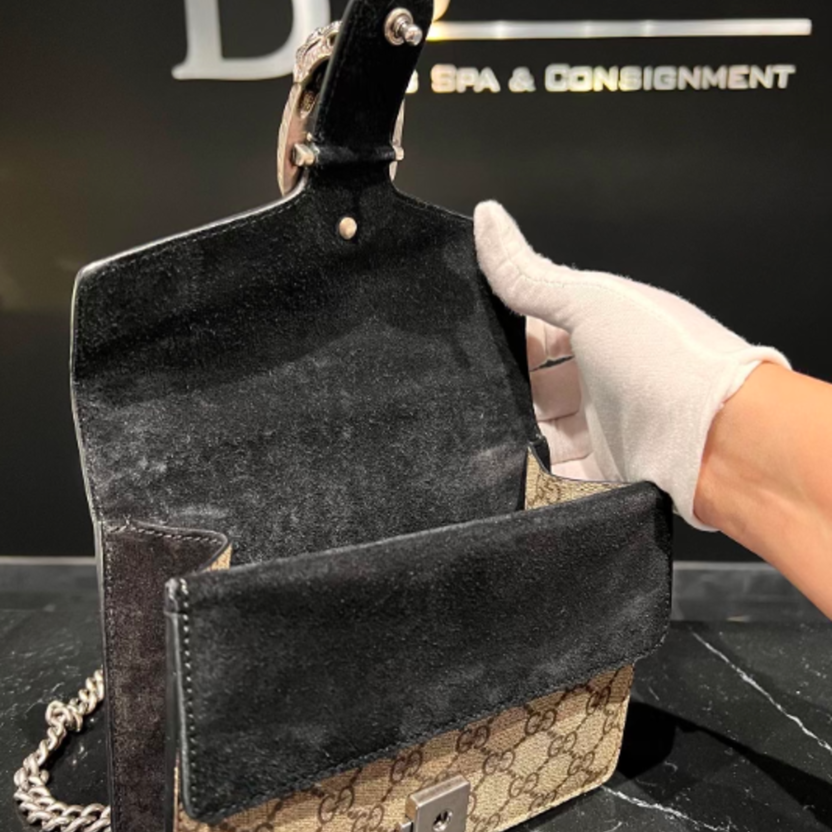 Gucci SOLD - Gucci Dionysus Suede Black/Canvas