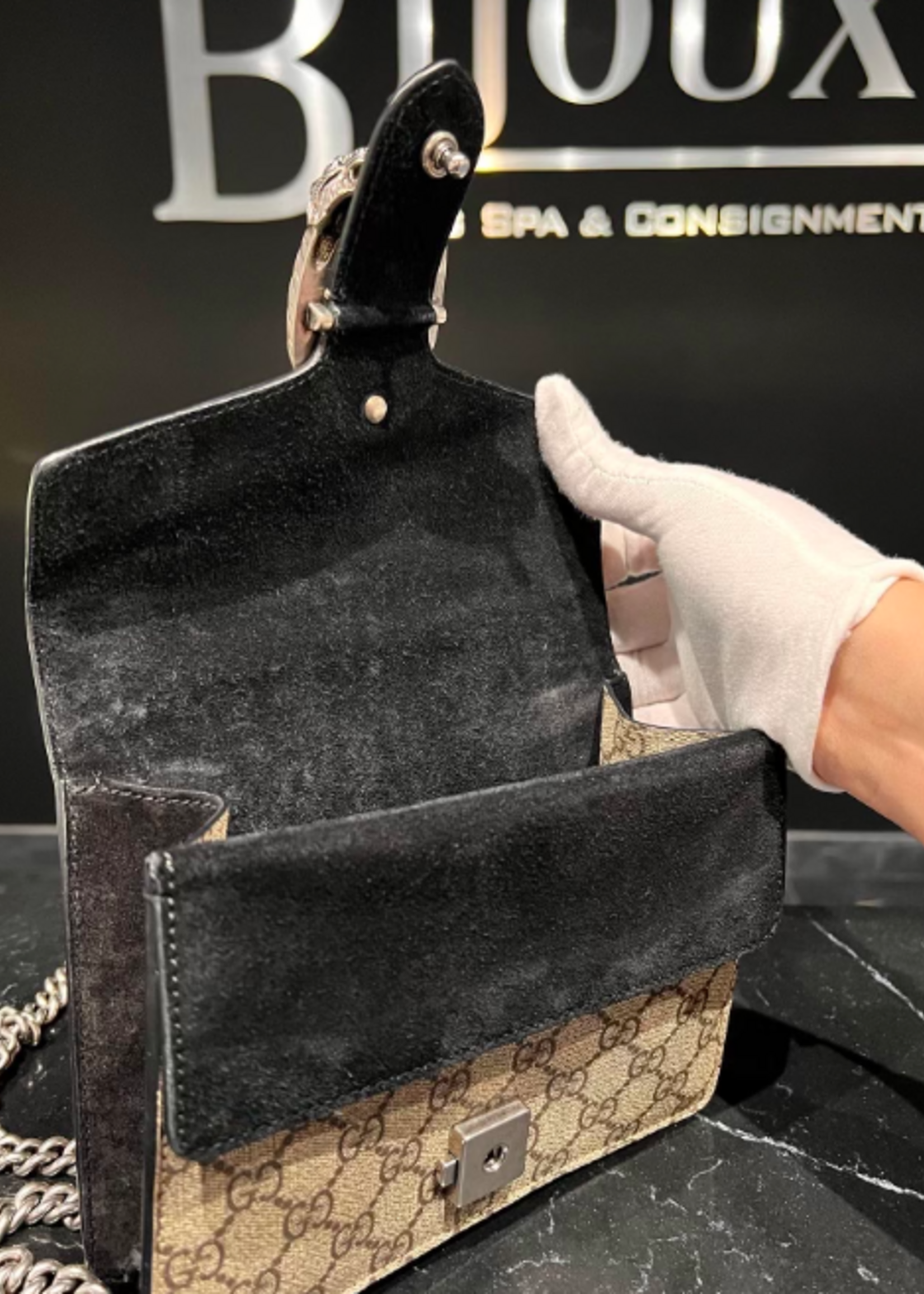 Gucci SOLD - Gucci Dionysus Suede Black/Canvas