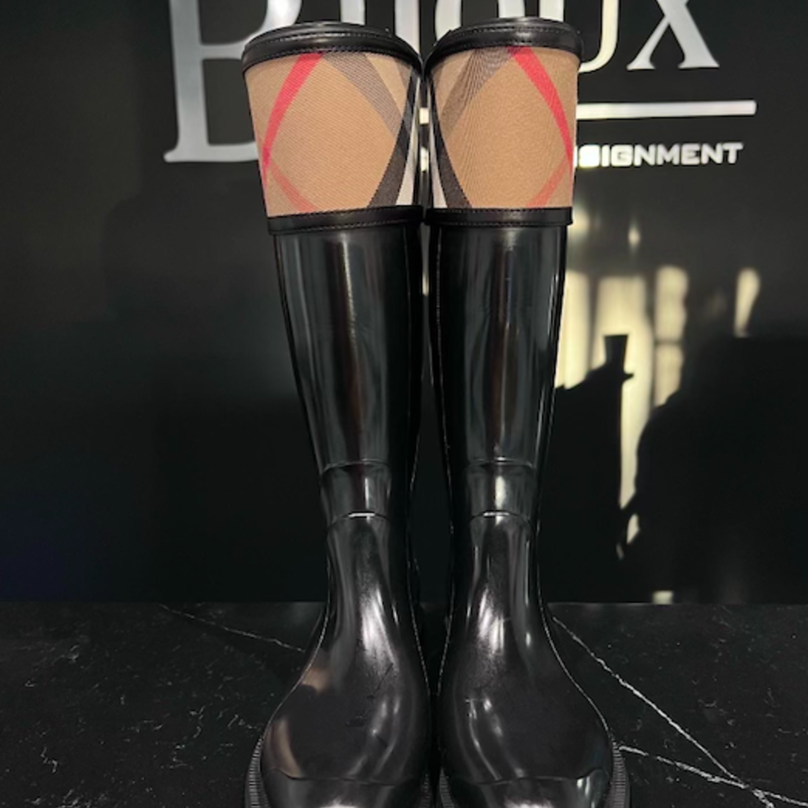 Burberry SOLD- Burberry Crosshill Housecheck Rain Boots- 40