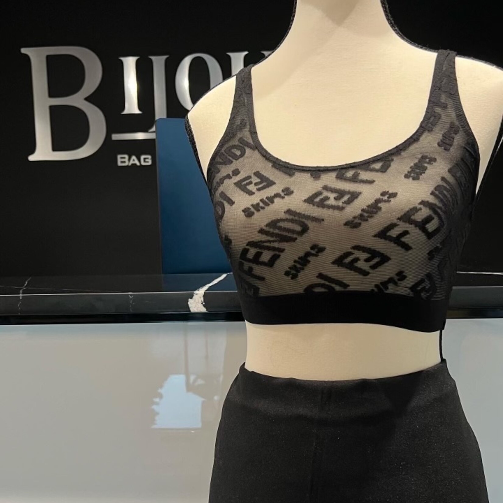 Fendi x Skims Mesh Hosiery Bralette