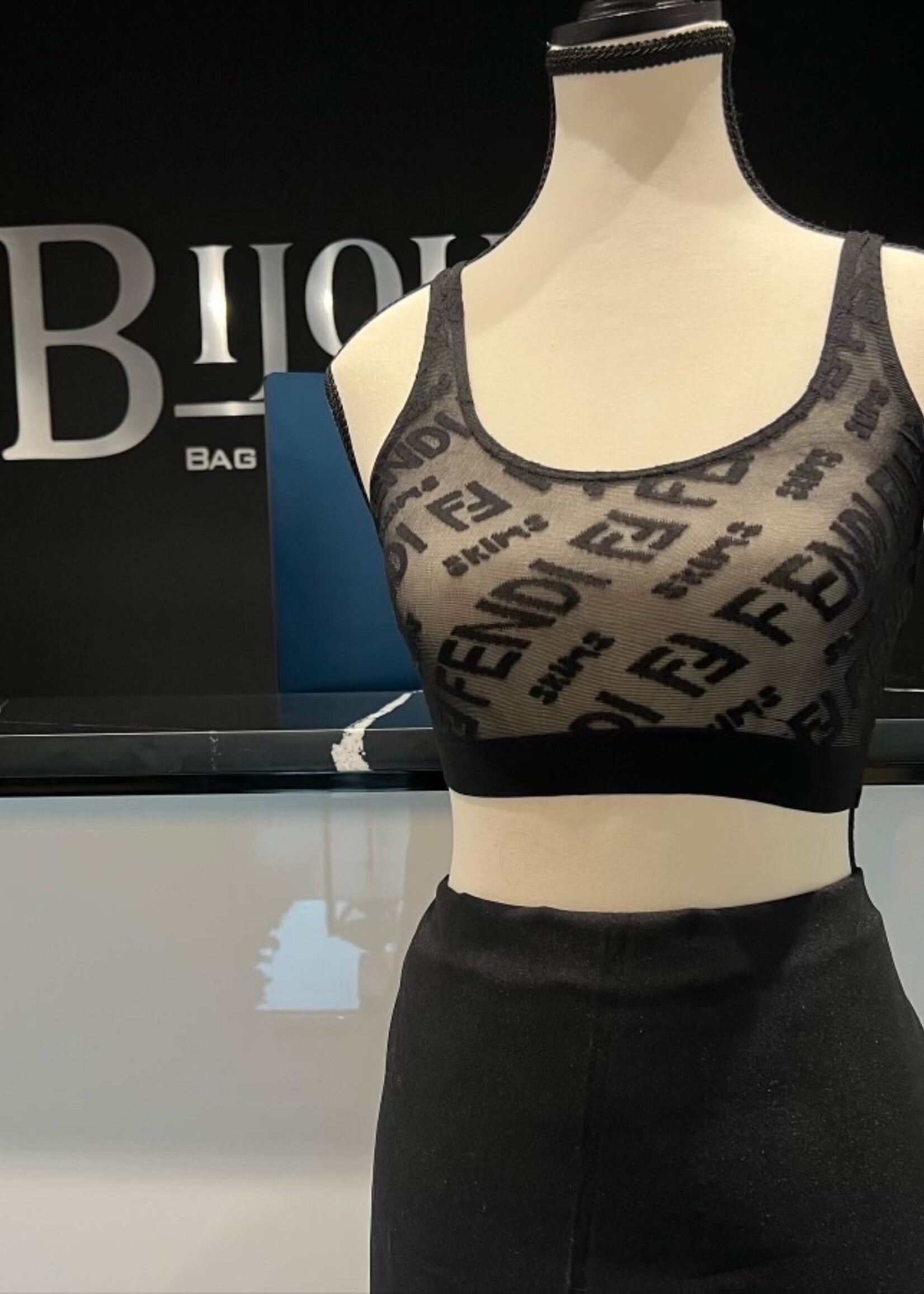 Fendi x Skims Mesh Hosiery Bralette