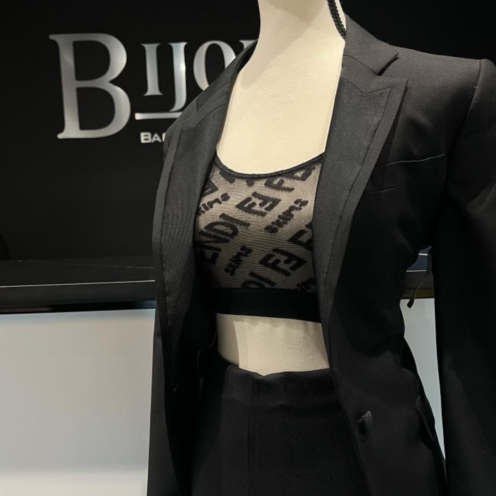 Fendi x Skims Mesh Hosiery Bralette