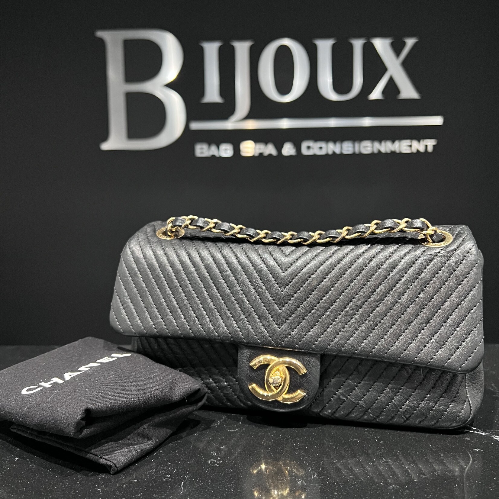 Chanel SOLD - Chanel Chevron Goatskin M/L Flap